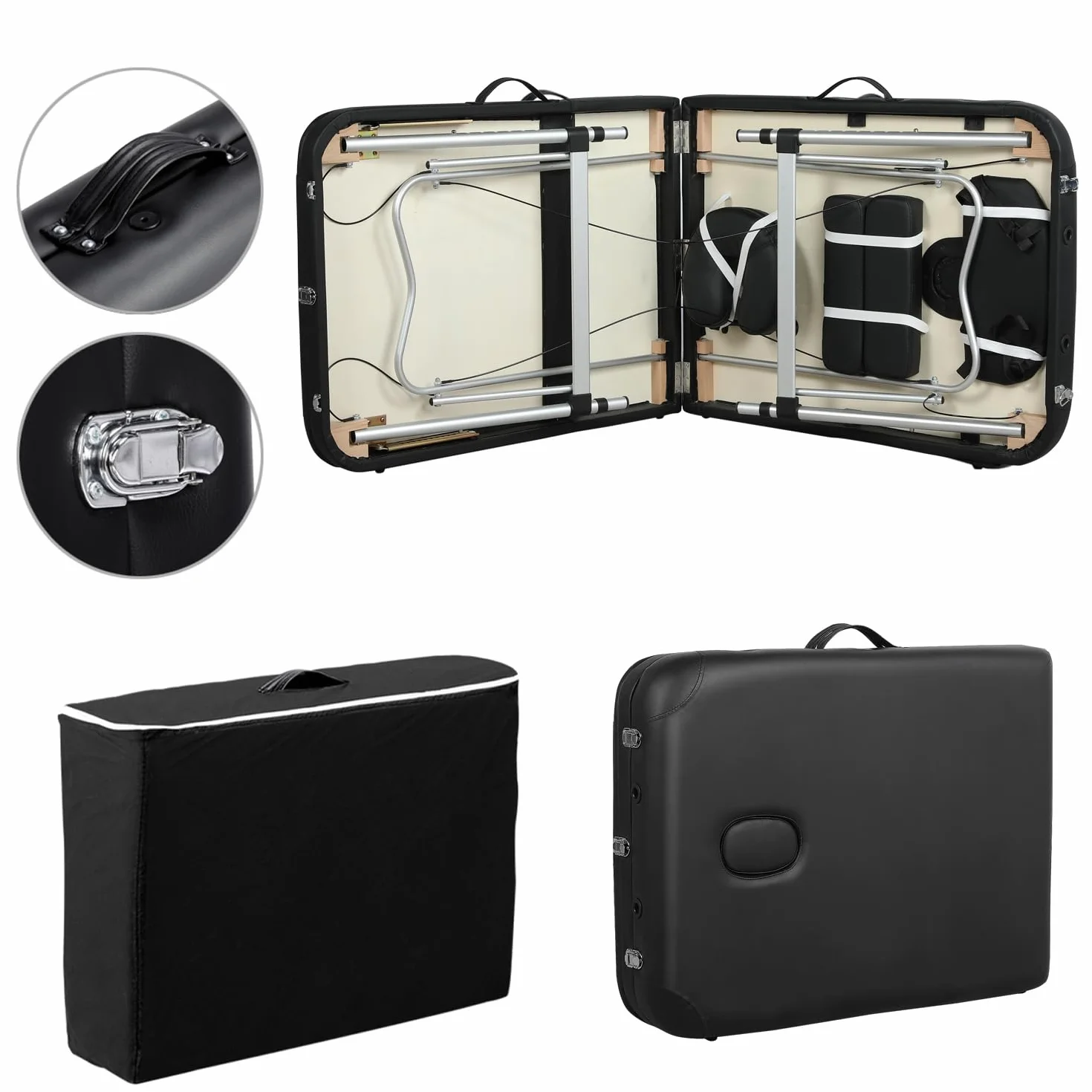 Yaheetech Lettino da Massaggio Pieghevole Portatile Alluminio 213 x 70 cm 250 kg Altezza Regolabile