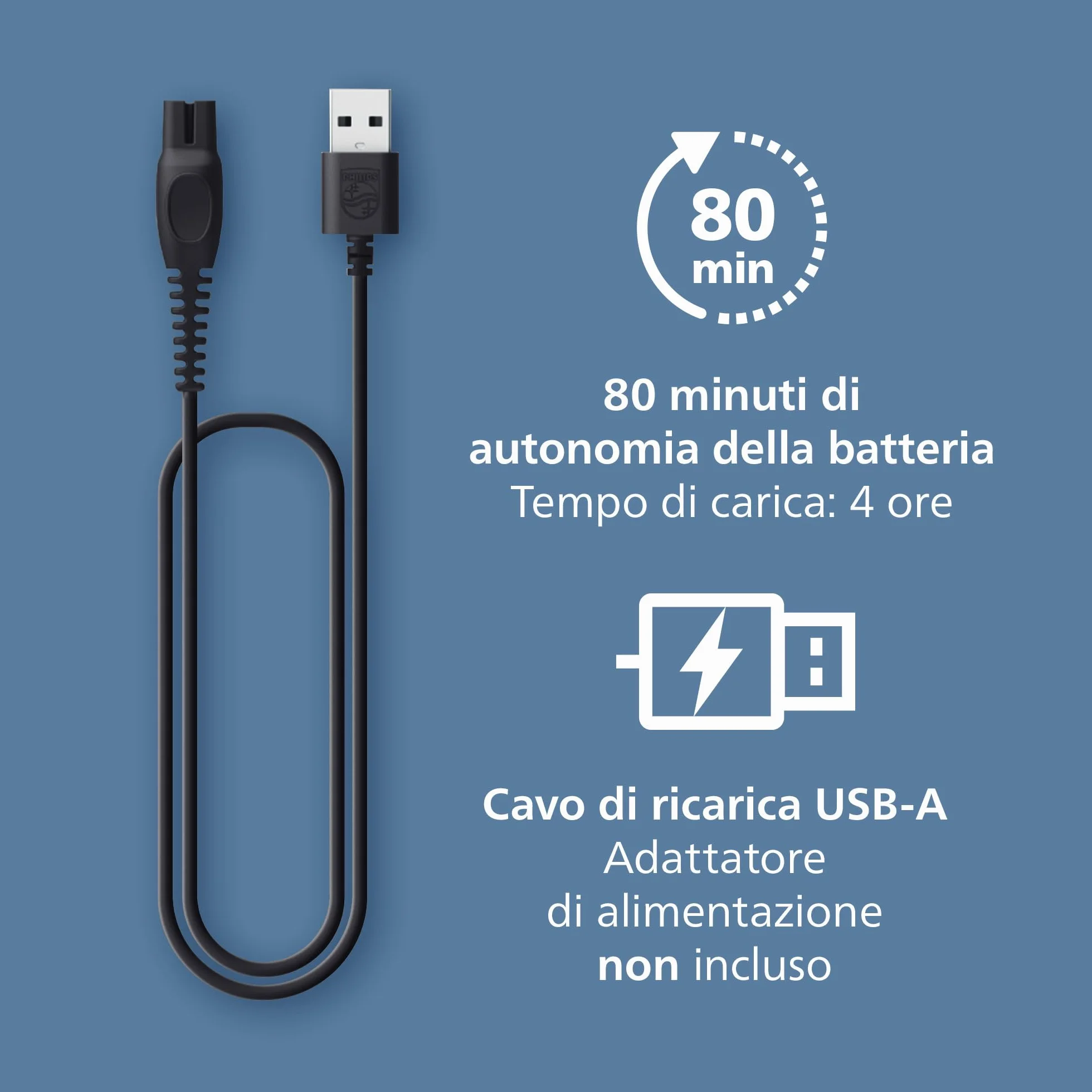 Philips Serie 3000 Regolabarba BT3660/15, Lame Metallo Autoaffilanti, 40 Impostazioni Lunghezza, Pettine Lift&Trim, Impermeabile, Ricarica USB