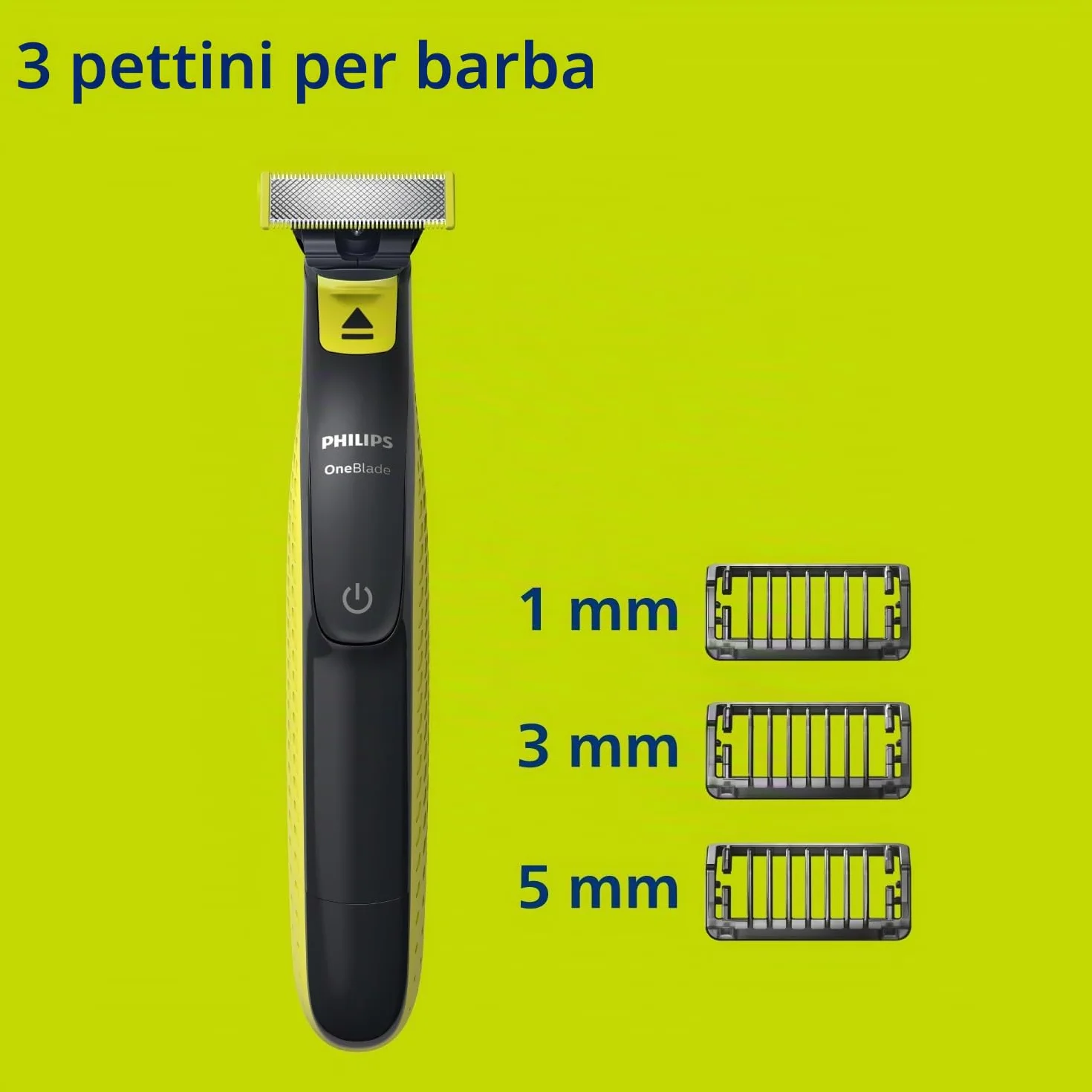 PHILIPS Oneblade QP2724/10 Regolabarba 3 accessori 1-5mm Senza Fili Ricaricabile Verde Nero