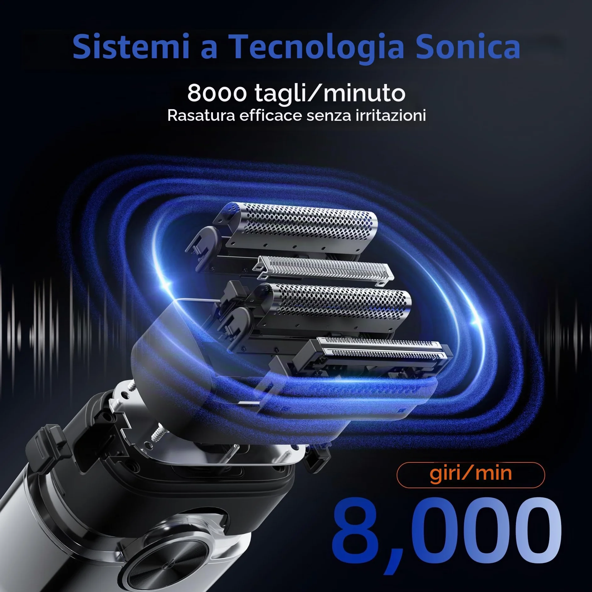 Rasoio Elettrico Barba Wet&Dry Uomo 4D 120 Min Utilizzo Senza Fili Impermeabile Portatile