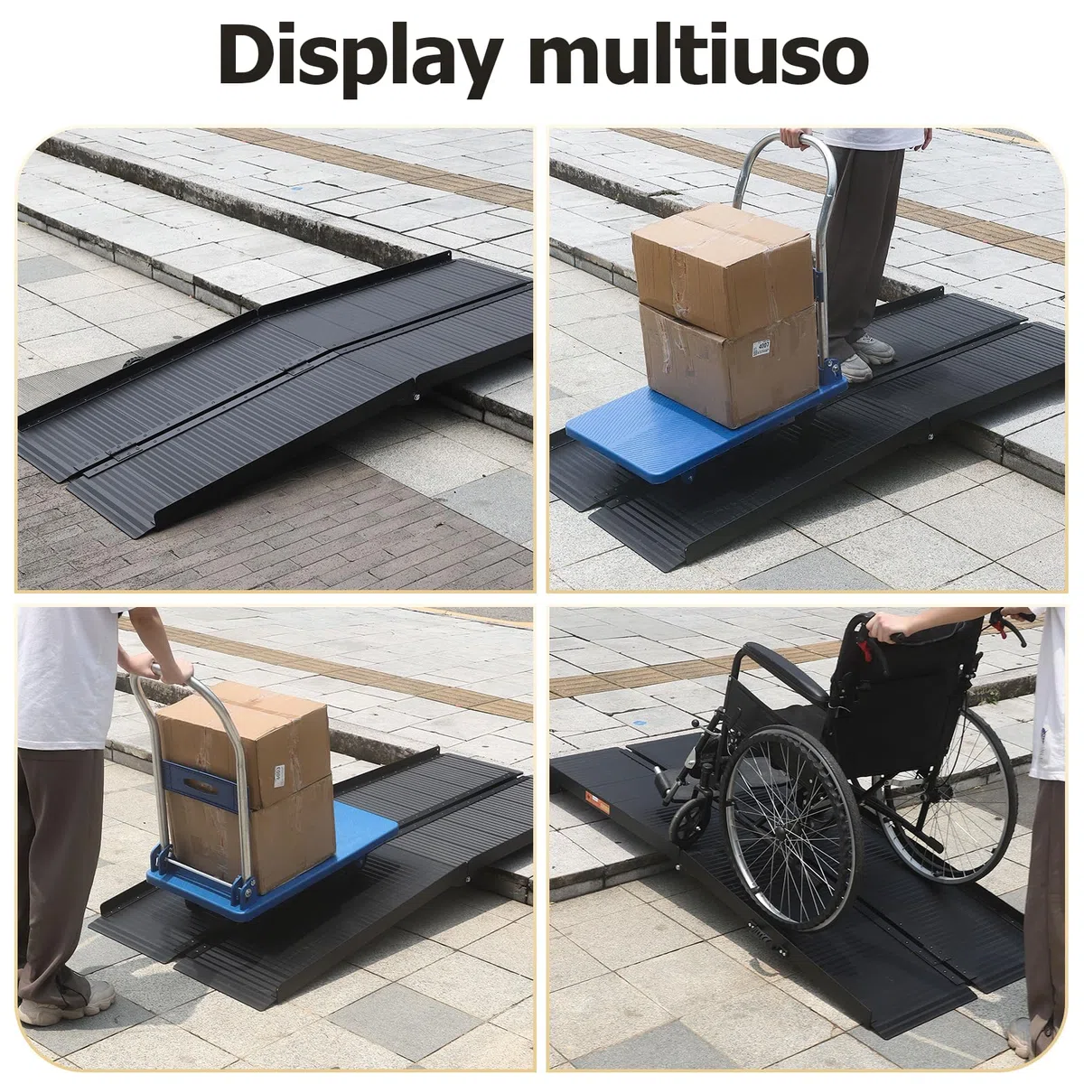 gardhom pieghevole rampa della sedia a rotelle per le scale 213.5 * 72cm, capacità di carico 362kg rampa della sedia a rotelle antiscivolo rampe per disabili