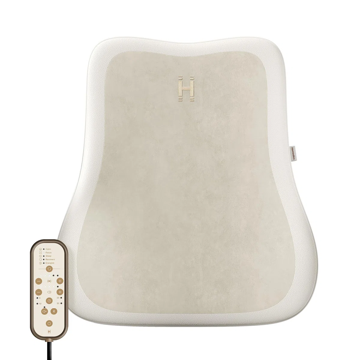 Homedics Bridge Cuscino massaggiante vibroacustico - Massaggiatore per schiena da sedia, 5 tracce audio e streaming Bluetooth, Onde sonore a bassa frequenza per calmare corpo e mente
