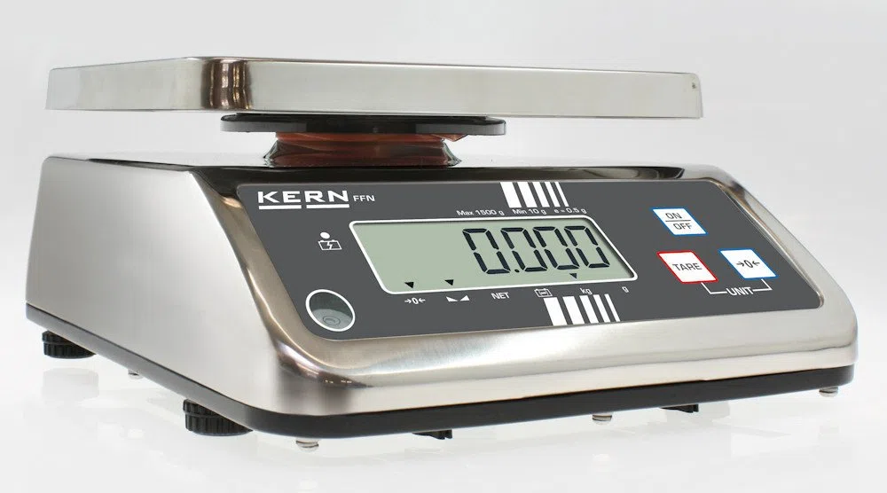 Robusto, Bilancia da tavolo Professionale con approvazione [M] [Kern FFN 15 K5ipm] protetto da Acciaio Inossidabile e IP65, Portate [Max]: 15 kg, Divisione [d]: 5 G