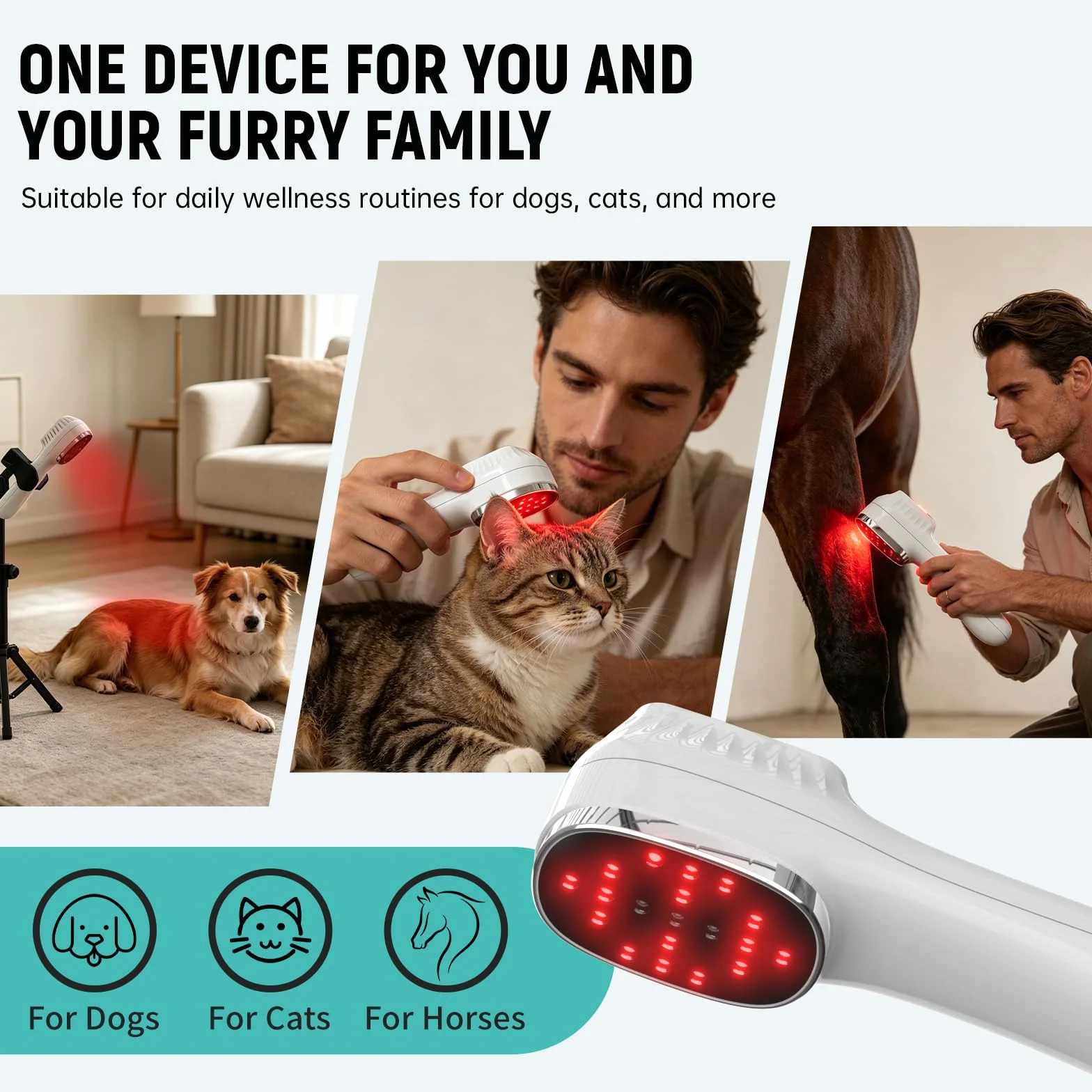 iKeener Dispositivo Luce Rossa Portatile con Treppiede 3x808nm 12x650nm per Comfort Muscolare e Recupero