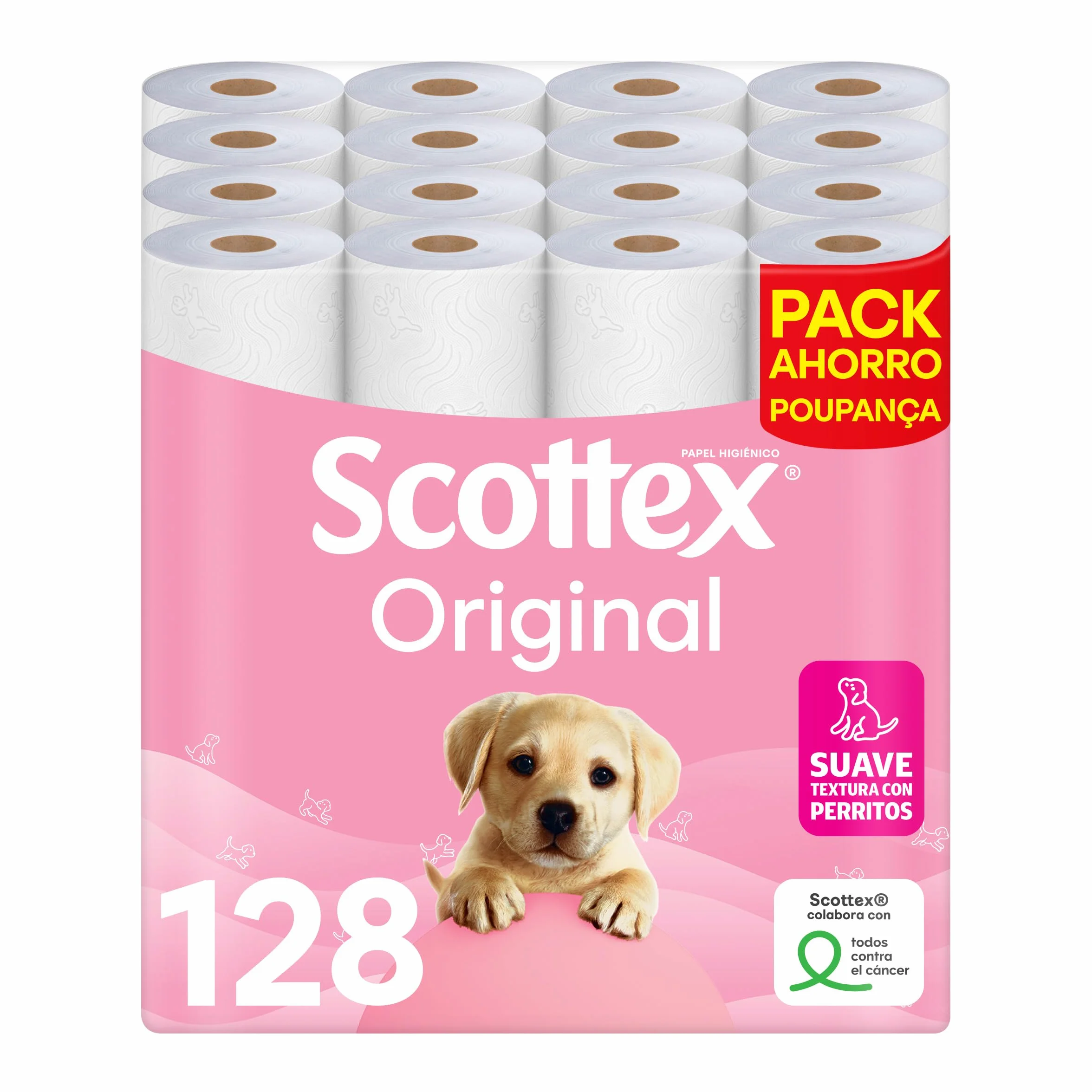 Scottex - Carta igienica originale, 128 rotoli, 4 confezioni da 32 rotoli