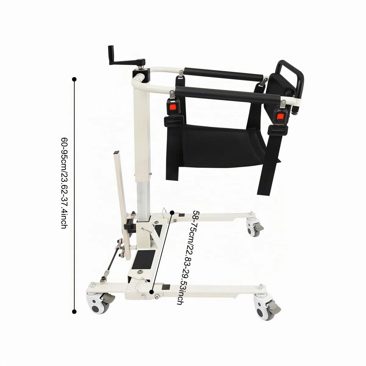 Sedia di trasferimento per pazienti, per la casa e l'auto, altezza della seduta regolabile 35 – 70 cm, capacità utente di 120 kg, adatta per persone con una larghezza del corpo inferiore a 18,5