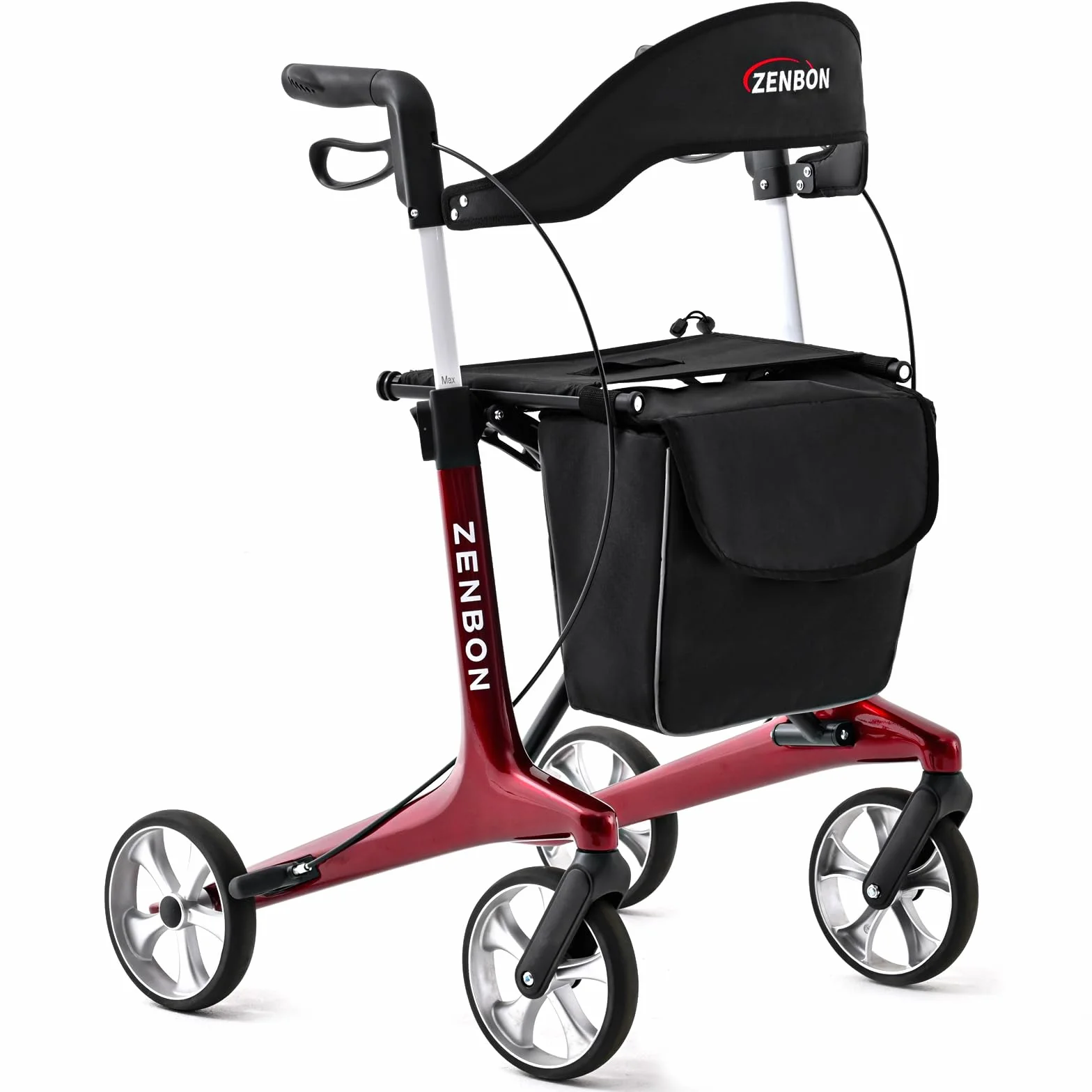 Deambulatore Carbonio Ultralight 5,5 kg: Rollator 4 Ruote Pieghevole e Leggero con Sedile Deambulatore in carbonio per Anziani - Rollator Pieghevoli Leggeri per Viaggi nel Bagagliaio e in Aereo