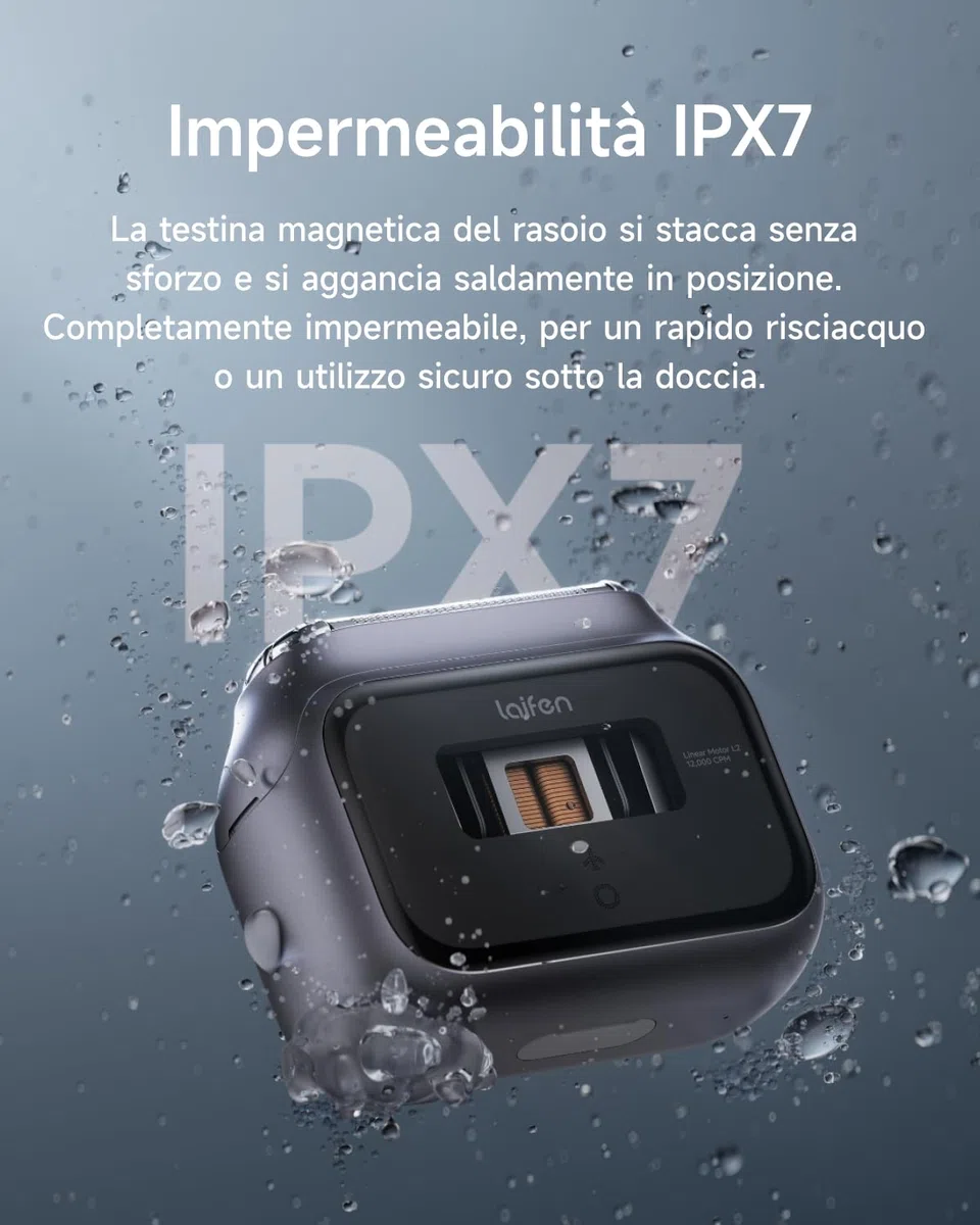 Laifen P3 Pro Rasoio Elettrico, Regolabarba Uomo con Motori ad Alta Velocità Proprietari, 2 Da 12.000 Tagli/Min, Durata Della Batteria Di 100 Minuti, Impermeabilità IPX7, Ideale per Viaggia
