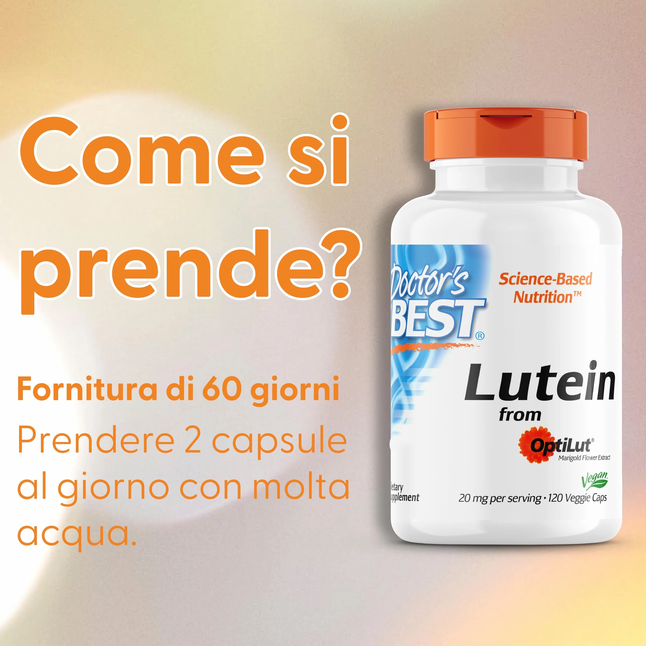 Doctor's Best Lutein con Optilut 10mg 120 Capsule Vegane Carotenoide Zeaxantina