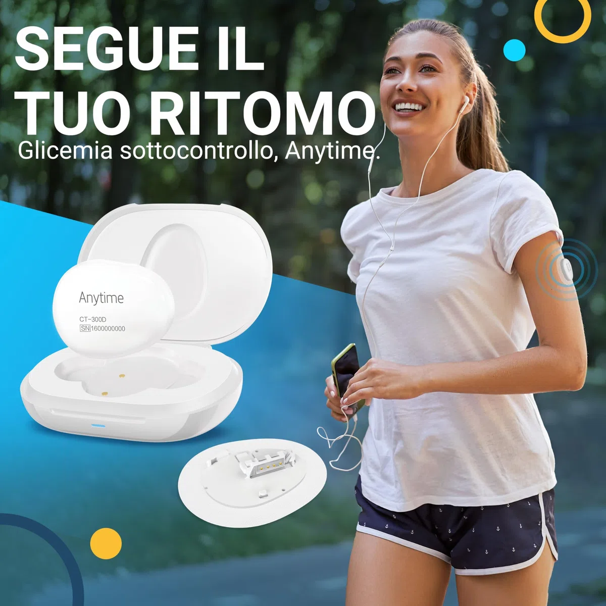Connect Sistema di Monitoraggio Continuo del Glucosio – Trasmettitore e 1 Sensori (14 Giorni) | Glucometro Senza Puntura con Avvisi Intelligenti e Condivisione Dati
