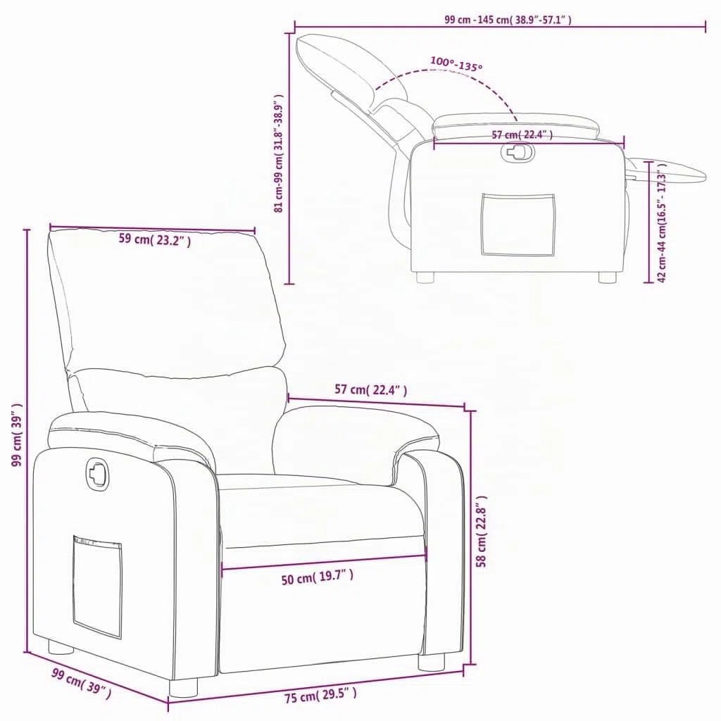 vidaXL Poltrona Reclinabile in Tessuto Grigio Scuro