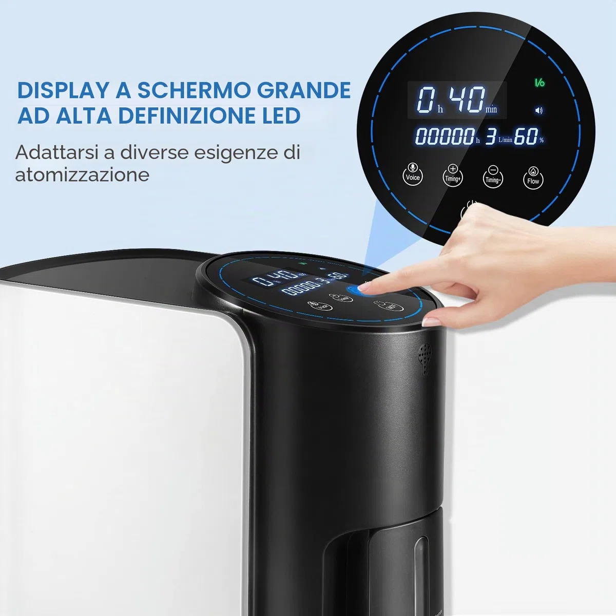 Concentratore di ossigeno portatile per la casa - 1-7 L/min regolabile, fino al 93% di purezza di ossigeno, silenzioso (42 dB) con telecomando