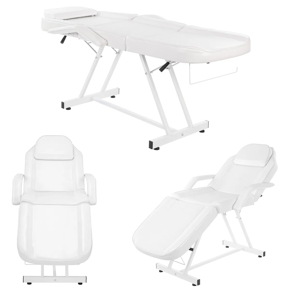 Bonnlo Sedia Tatuaggio Massaggio Letto Estetista Sedia Letto Facciale Versatile Attrezzature Salone di Bellezza Spa Parrucchiere, Bianco