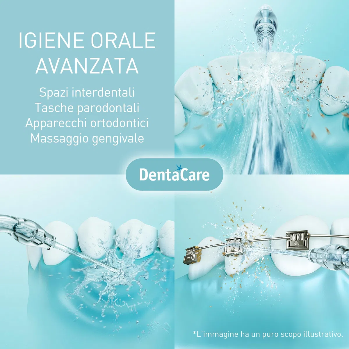 Panasonic EW1614AW503 PACK Irrigatore Orale per la Famiglia, Idropulsore per Denti, Getto Ultrasonico, Modalità Bambino, 10 Impostazioni di Pressione, IPX7, Ortodontico, 5 ugelli, Bianco