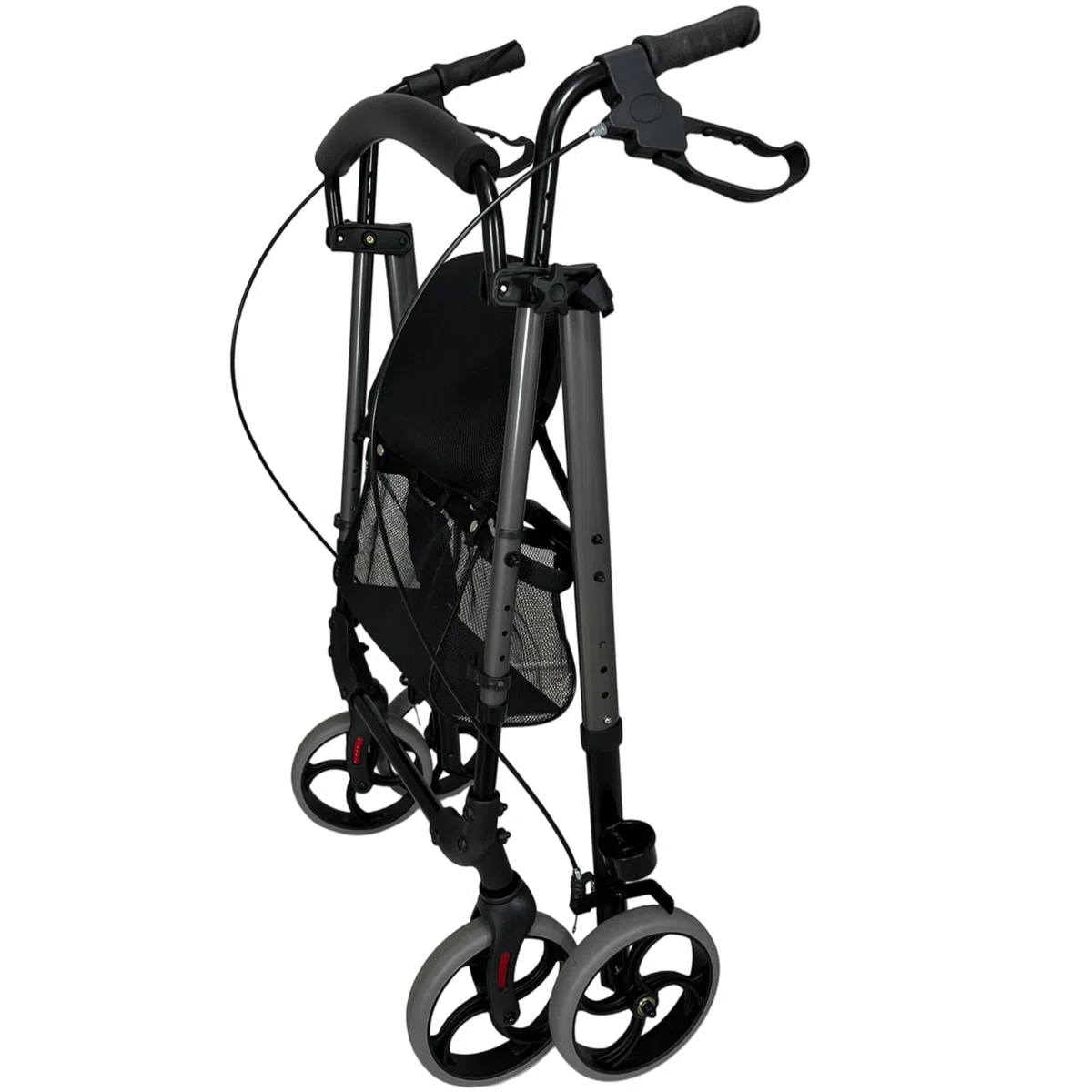 Nomad, Deambulatore in alluminio ultraleggero con 4 ruote, cestino e porta bastone incluso, Seduta regolabile in Altezza
