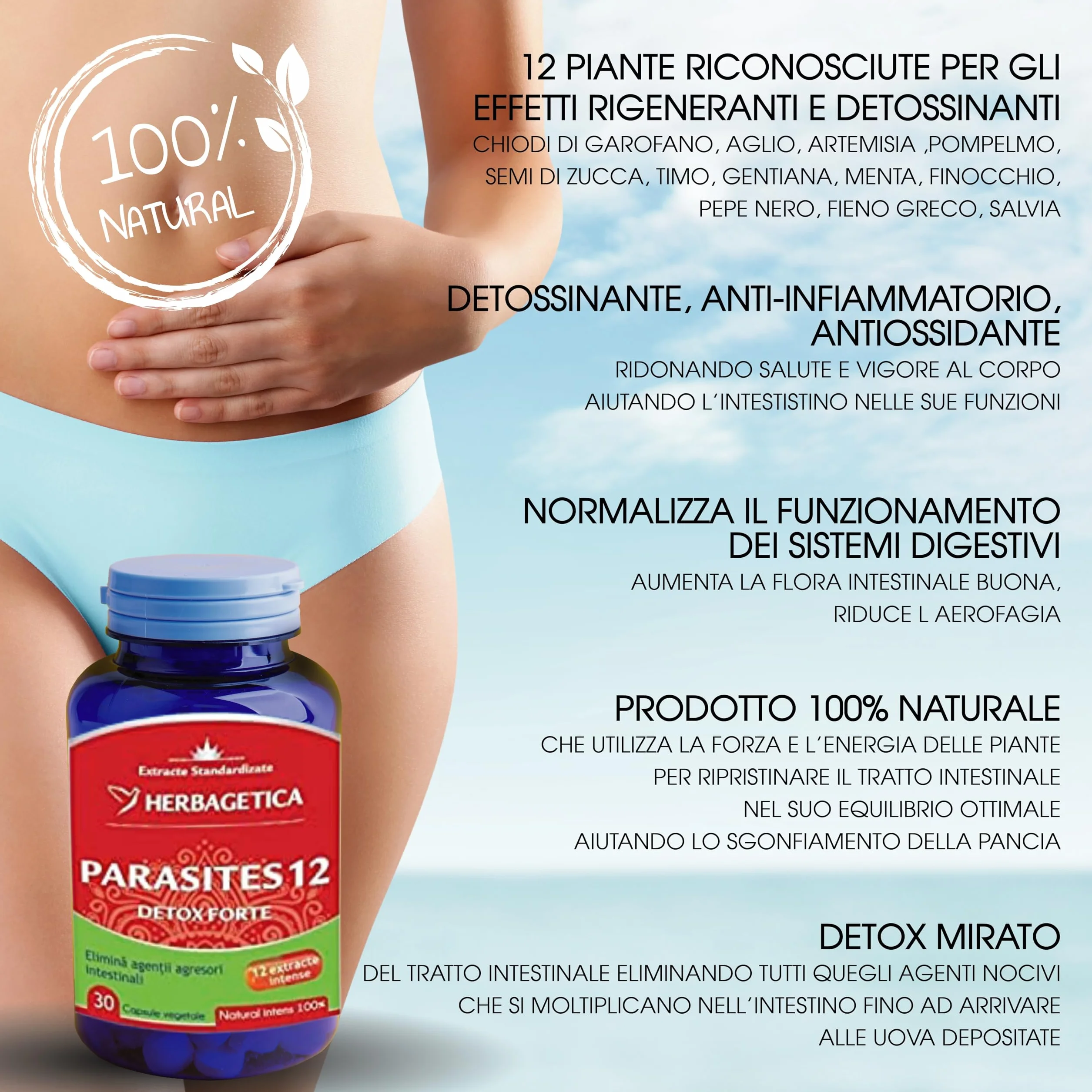 DETOX FORTE PULIZIA COMPLETA DELL'INTESTINO SGONFIA PANCIA FLORA SANA TRANSITO ELIMINA STIPSI 2025-2026