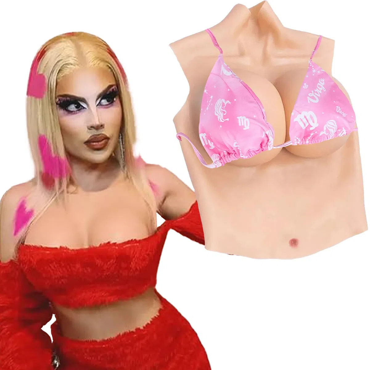 Silicone Breastplate Half Body Silicone Breast B-H Cup Fake Breast Forms for Crossdressers Transgender Drag Queen