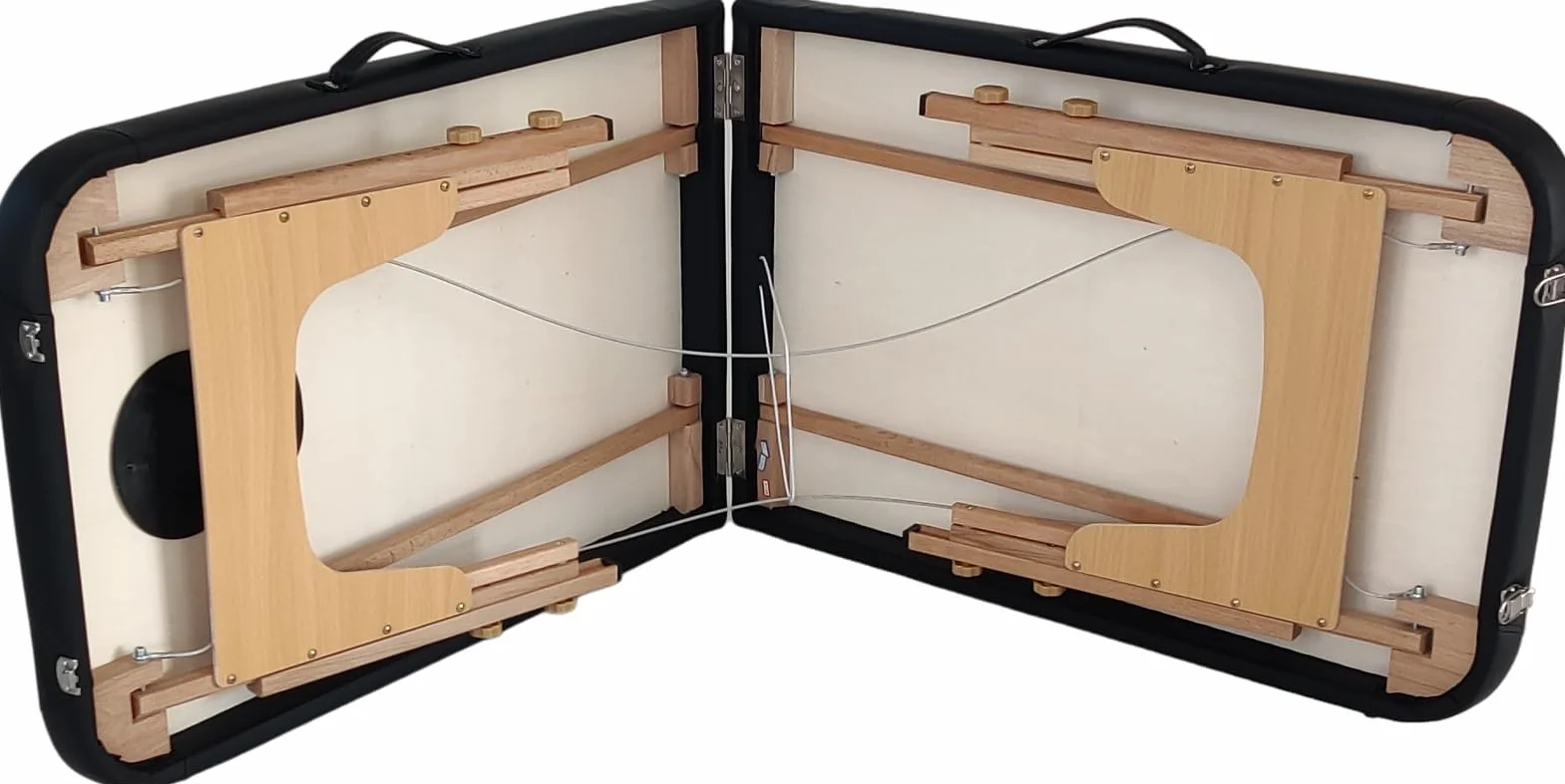 Beltom Lettino da Massaggio 2 Zone in Legno 185x60 cm Portatile 11,6 kg Pannello Reiki Angoli Arrotondati e Rinforzati Nero