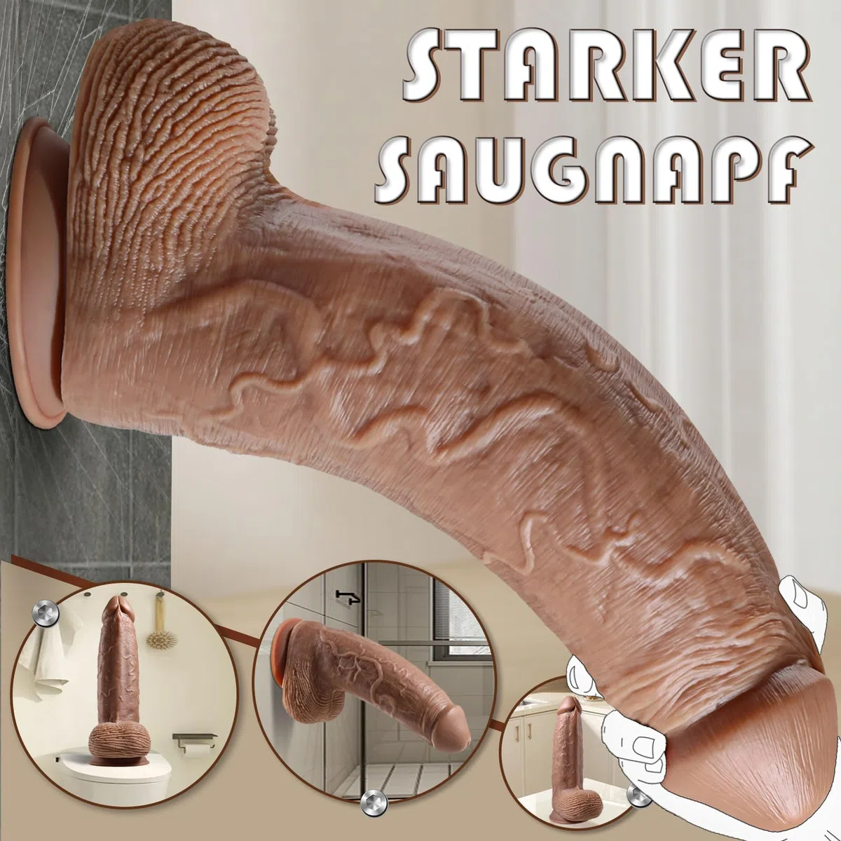 42 x 10 cm Dildo XXL Enorme e Realistico, Dildos Spesso e Massiccio con Potente Base a Ventosa, Sex Toy in Silicone a Doppio Strato per Uomini e Donne Esperti, Dildo Gigante per Dilatazione Anale