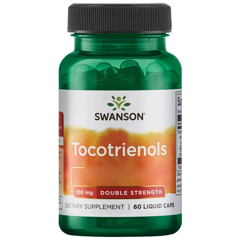 Swanson, Tocotrienols, Doppia Forza, Vitamina E, 60 Capsule liquide, Altamente Dosato, Testato in Laboratorio, Senza Glutine, Non OGM