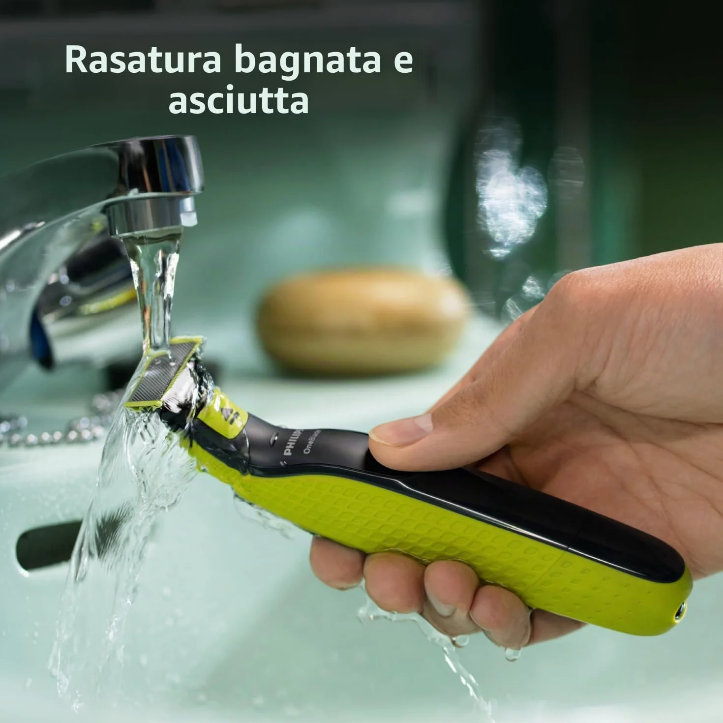 PHILIPS Oneblade QP2724/10 Regolabarba 3 accessori 1-5mm Senza Fili Ricaricabile Verde Nero