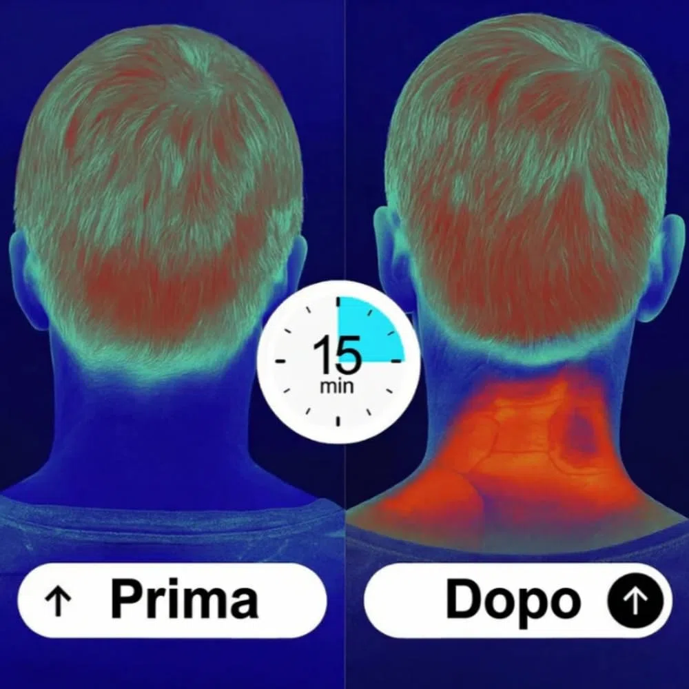 vertaline cervirest Massaggiatore Elettrico Cervicale Collo - 9 Livelli, Ricaricabile, Terapia Calore, 4 Teste, Adatto a Casa e Ufficio