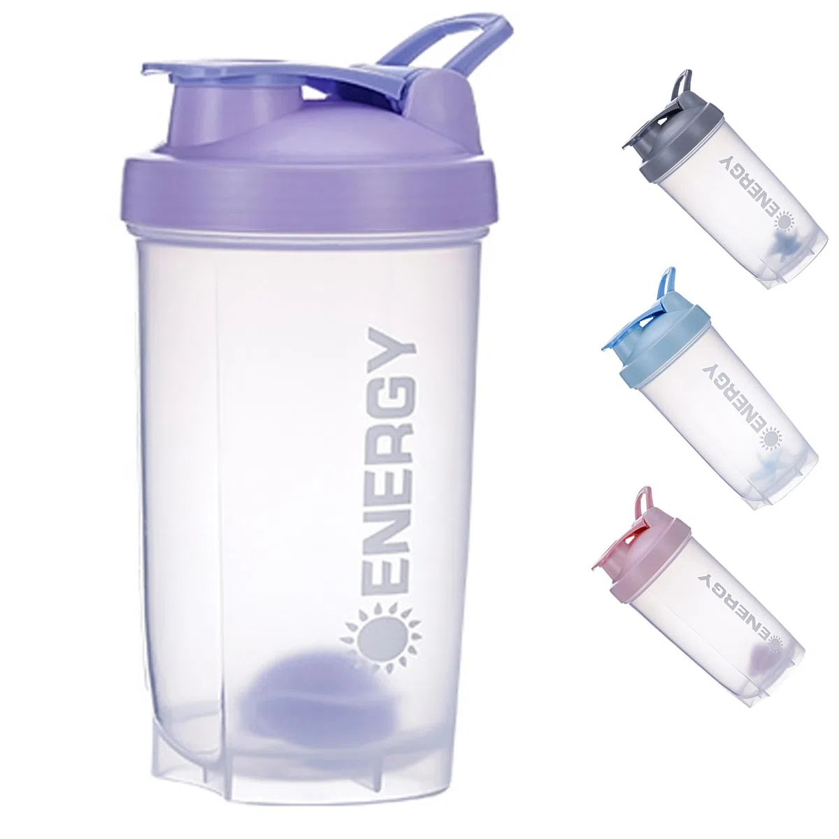 Pubiao Shaker per Proteine, Integratori Sportivi con Miscelatore per Fitness Frappè Portatile per Allenamento, 500 ml, Viola
