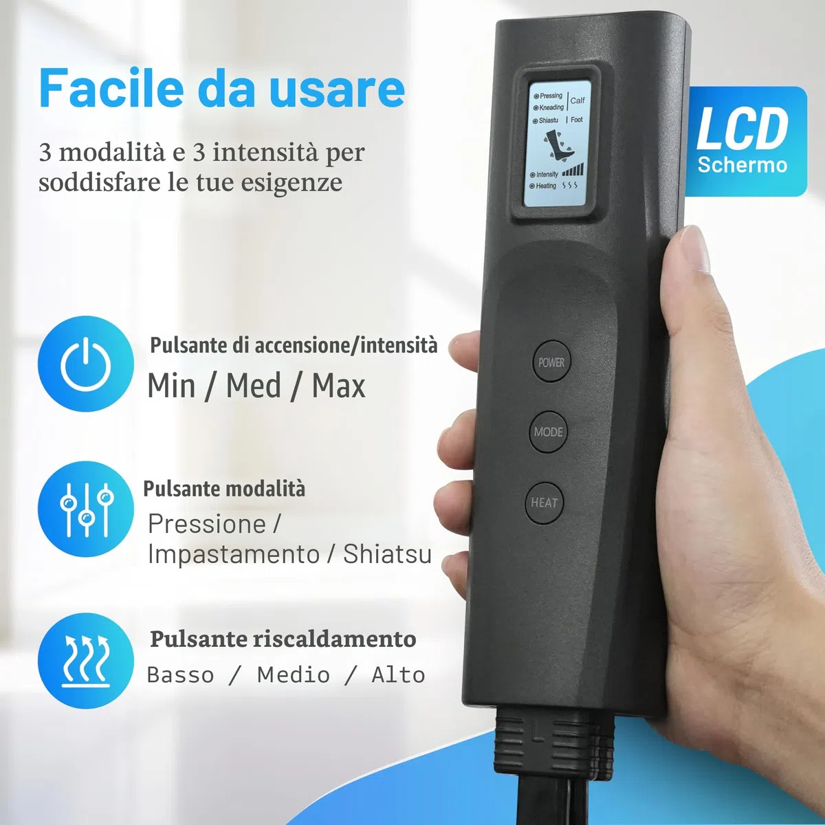 COMFIER Massaggiatore per gambe, a compressione, al polpaccio, con calore, regali per uomini, 3 impostazioni di calore e 3 intensità, nero