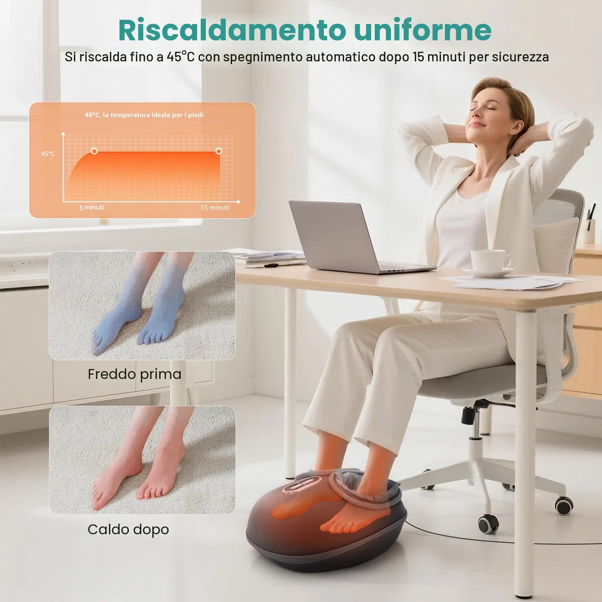 Nekteck Massaggiatore per piedi con calore, macchina per massaggio shiatsu per piedi profondo, compressione dell'aria, migliora la circolazione sanguigna e il benessere del piede (grigio scuro)