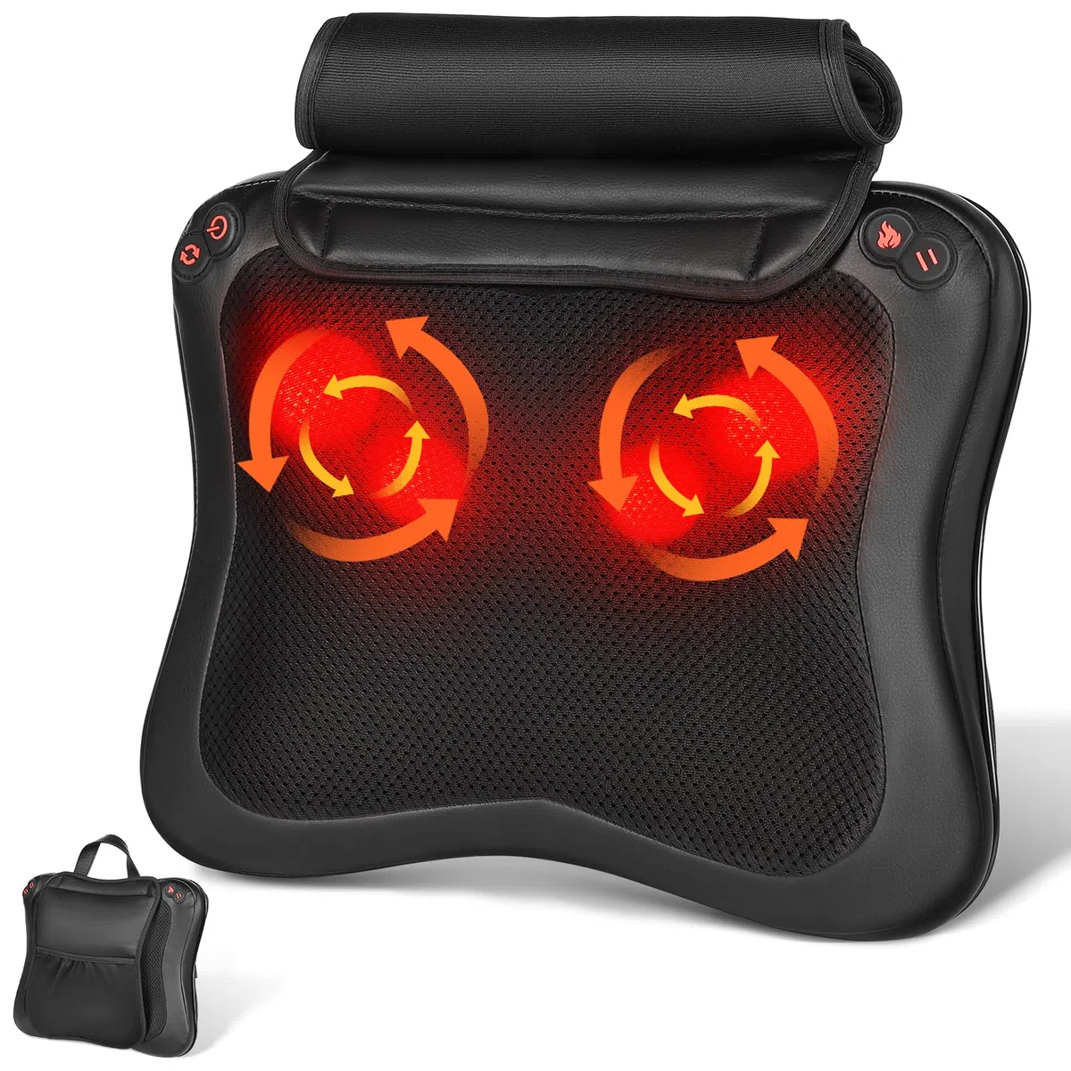 Elettrici Cuscino Massaggiante, 4D Shiatsu Massaggiatore con Funzione di Riscaldamento, Cuscini per Massaggi per 3 Velocita con Cambio di Direzione, Casa, Ufficio, Come, Regalo (38.5 * 31.5 * 21.5cm)