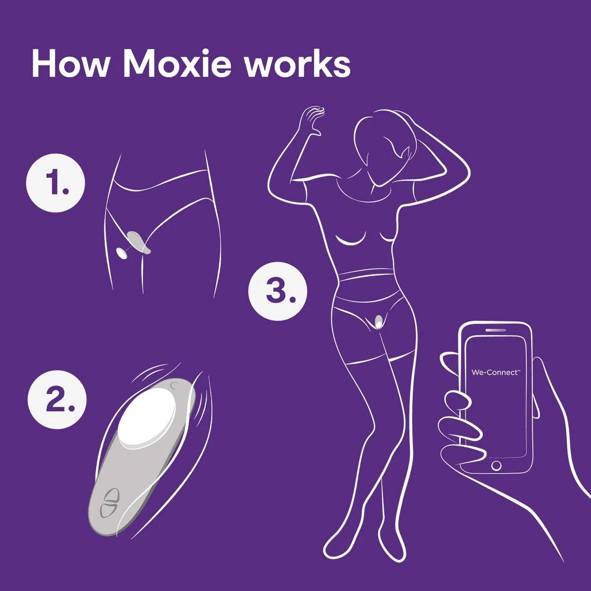 We-Vibe Moxie Panty Worn Vibratore Indossabile Massaggiatore clitorideo vibrante per stuzzicare il suo giocattolo sessuale controllato da app per smartphone e telecomando - Nero satinato