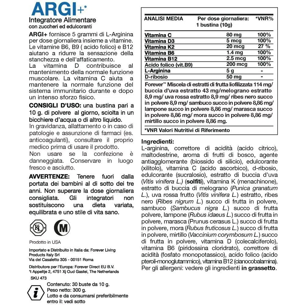 Forever Argi+ in bustine monodose - Aloe Vera e Arginina