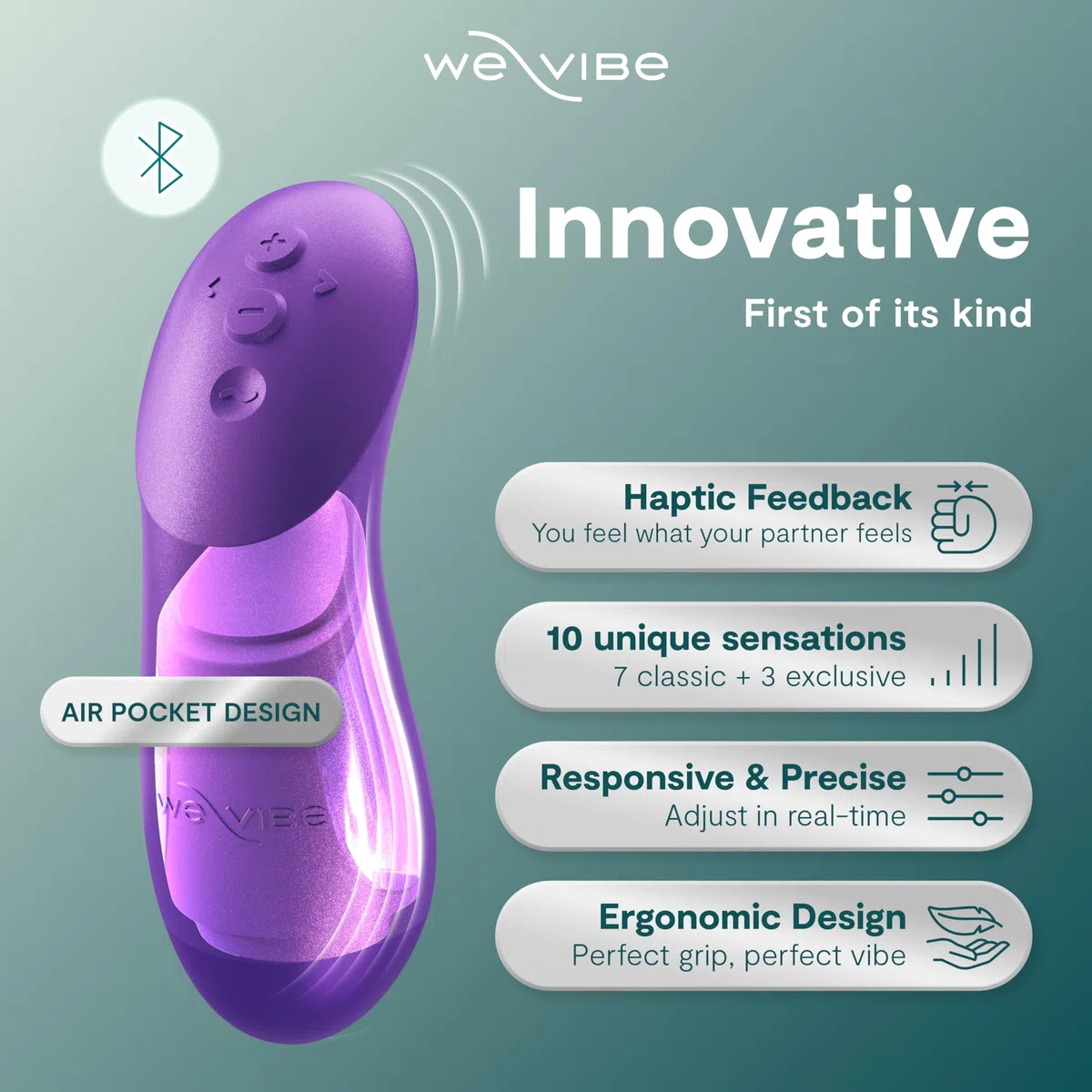 We-Vibe Chorus Pro Vibratore per Coppie con App e Telecomando | Giocattolo Erotico per Coppie in Silicone con 10 Livelli di Intensità | Stimolatore Clitoride & Punto G per Lui e Lei | Viola