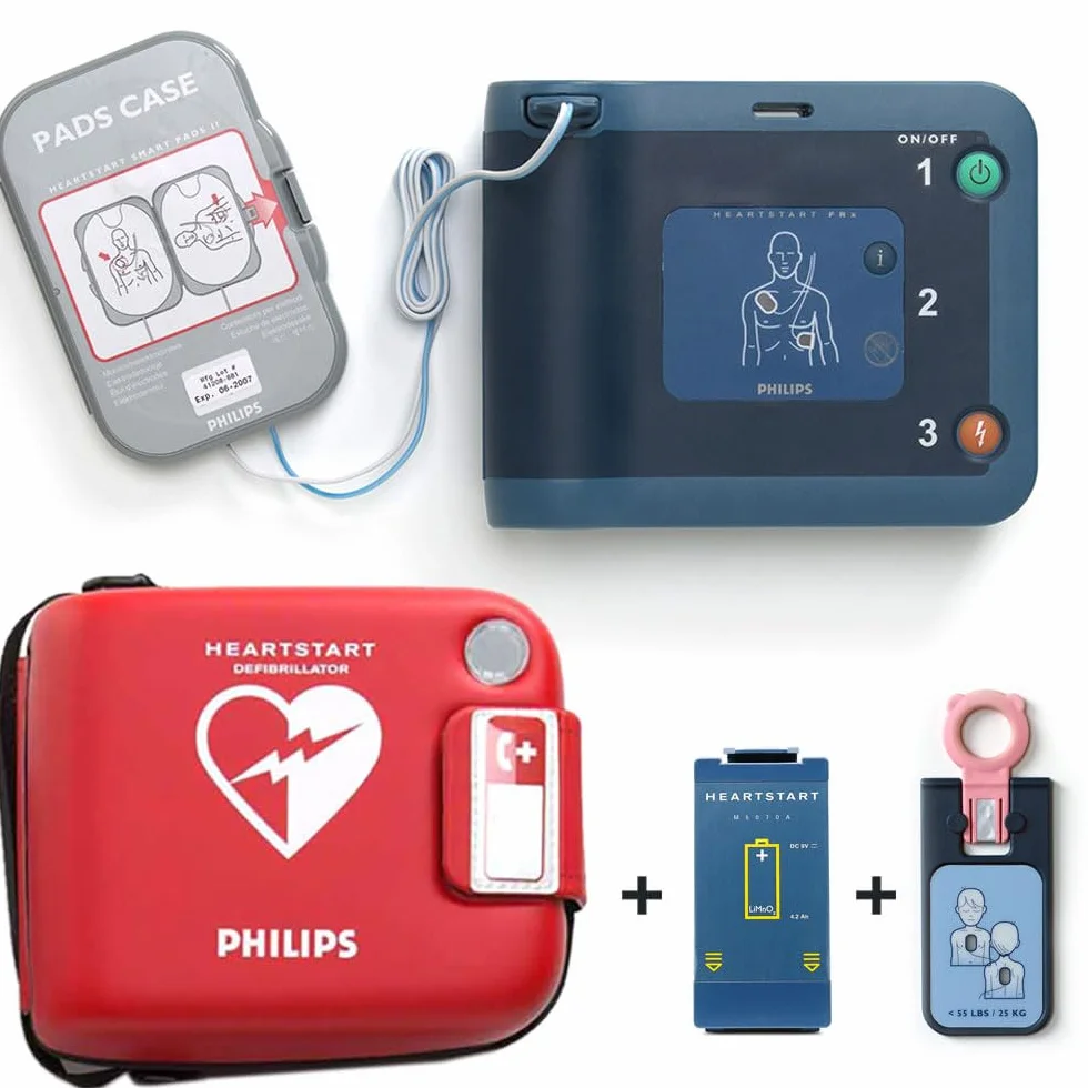 Gisinti Kit Defibrillatore Semiautomatico Philips Frx Con Teca Interno Pannello ABS Portatile Valigetta Batteria Piastre Adulto Pediatriche Garanzia 8 Anni
