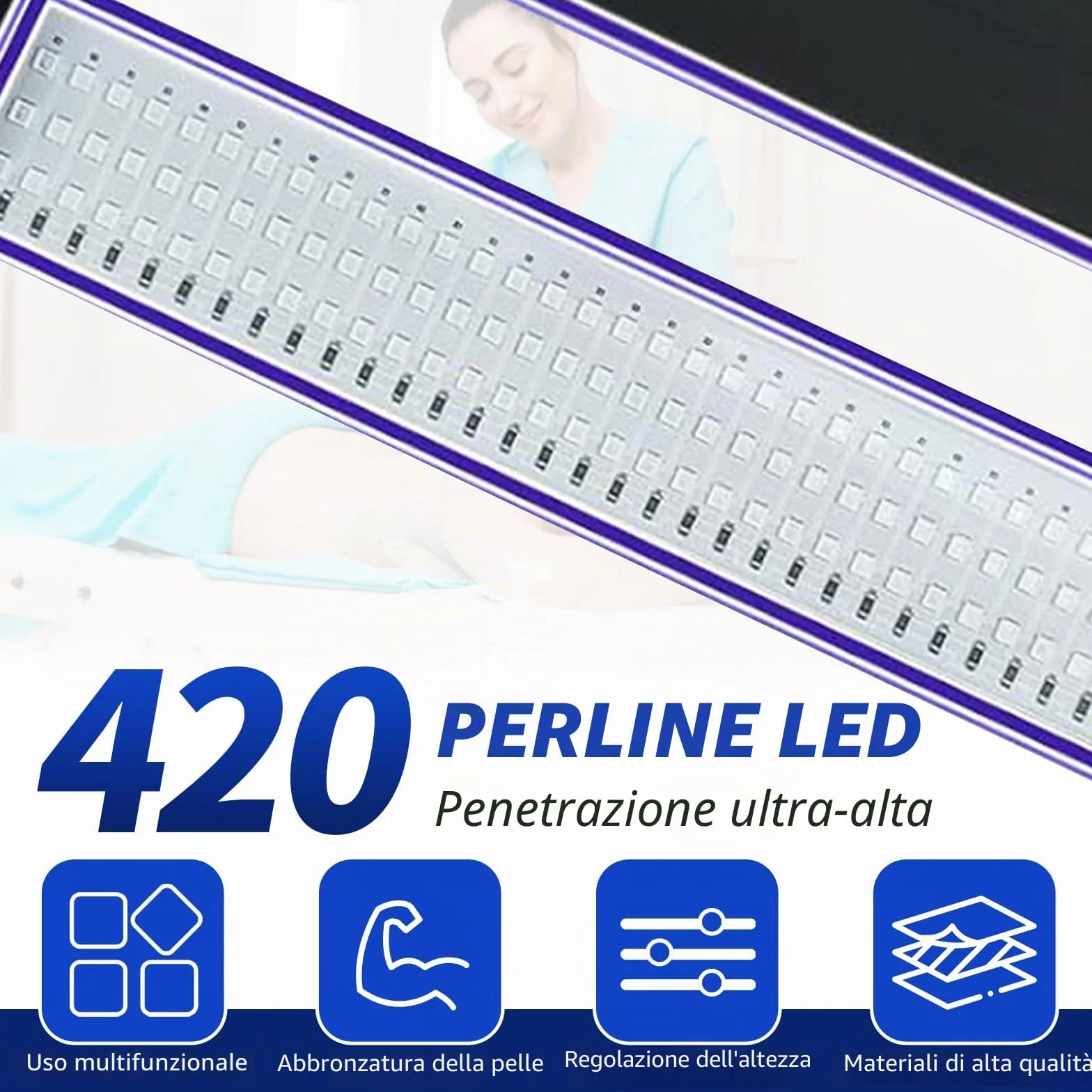Solarium per la casa 460NM 490NM lampada abbronzante 60 W luce blu 432 LED doppio supporto