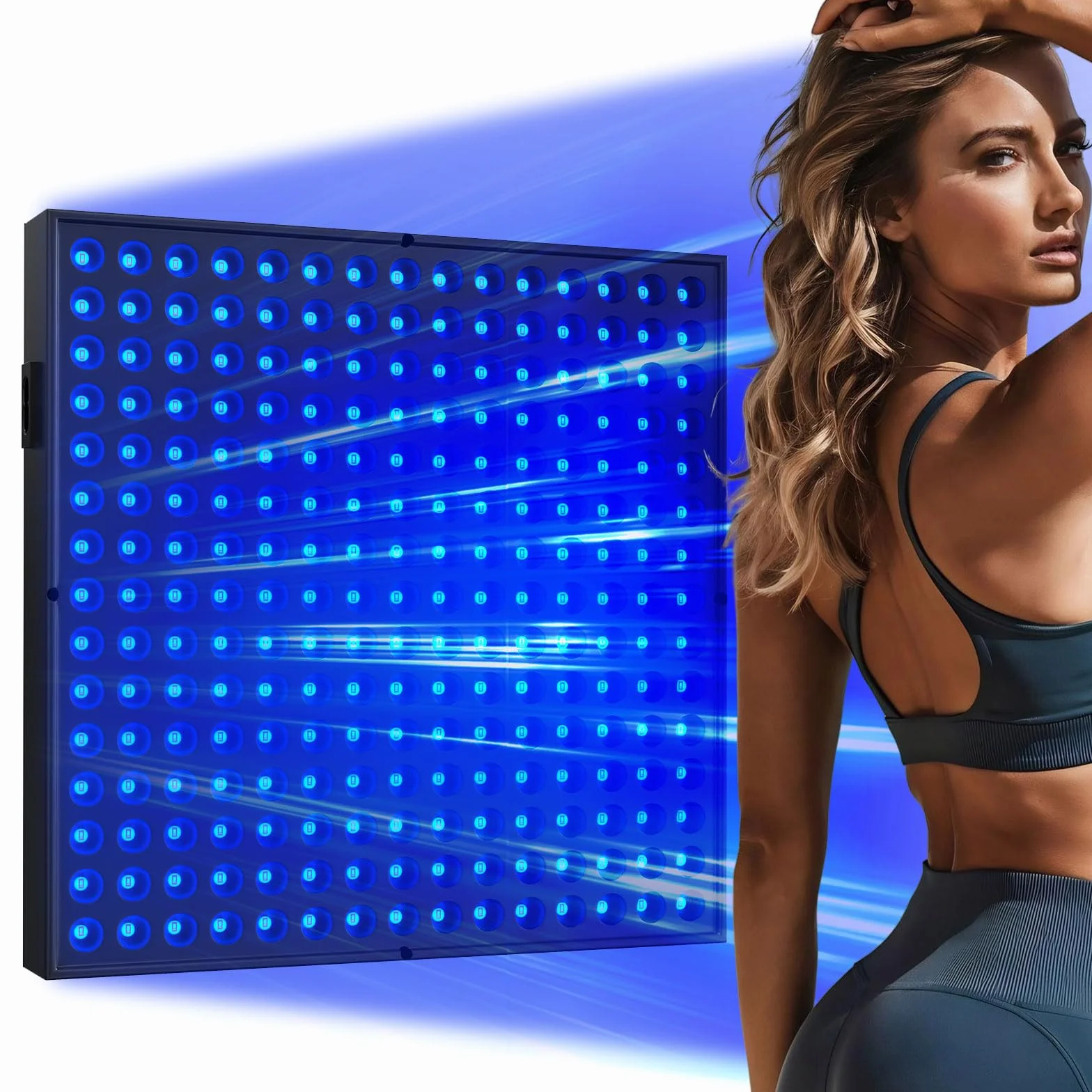 Lampada abbronzante 225 pezzi 460 NM solarium viso supporto regolabile ganci sospesi nero