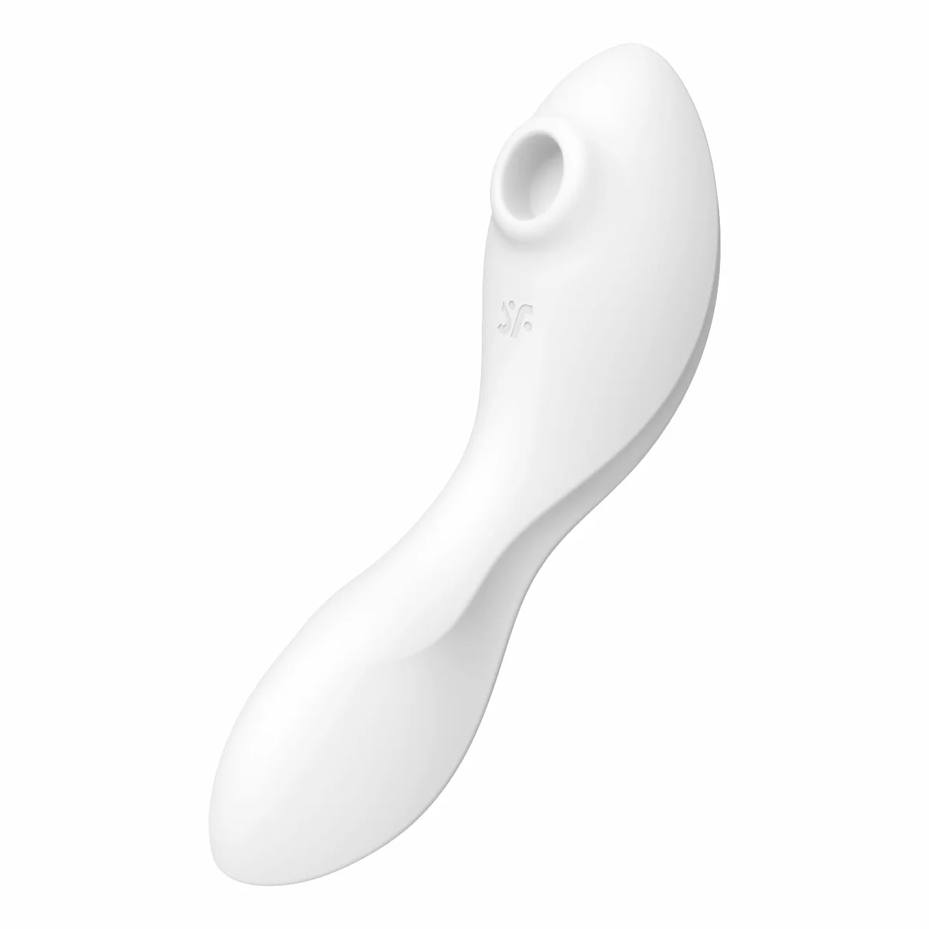 Satisfyer Curvy Trinity 5 Connect App 16,5 cm 3 motori, utilizzabile da entrambi i lati (bianco)