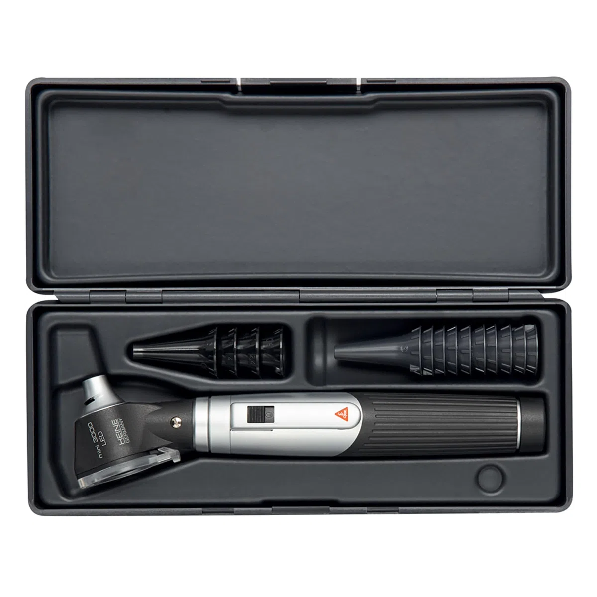 HEINE - Mini otoscopio 3000 LED 2,5 V DIRECT con speculum riutilizzabili, set con astuccio e speculum riutilizzabili, nero