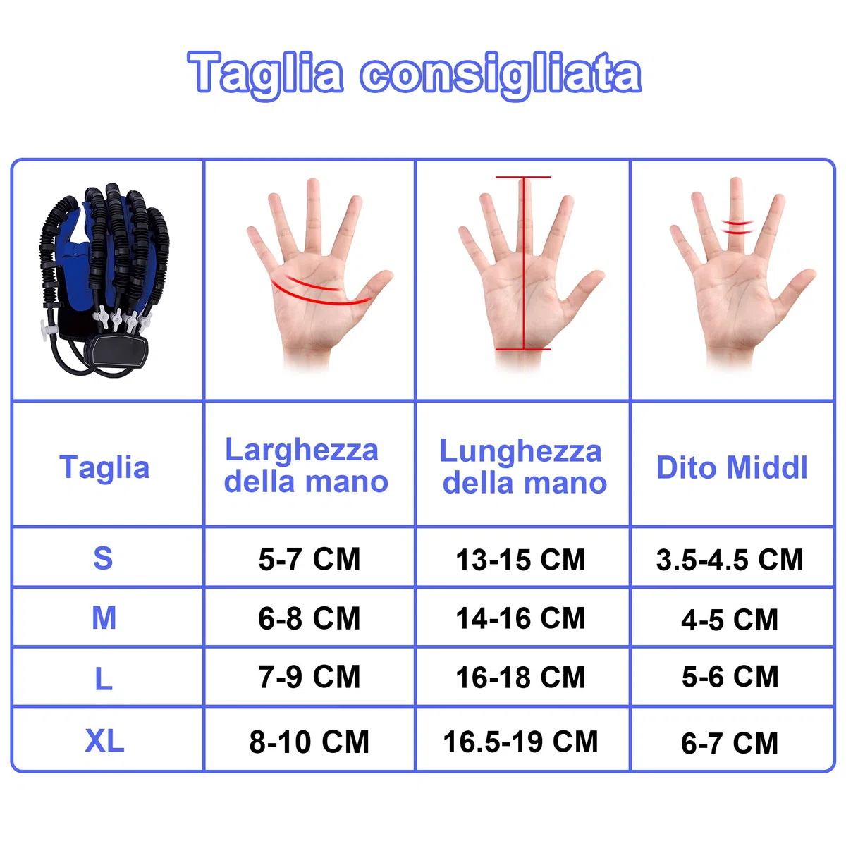 Guanti Robot Per La Riabilitazione Della Mano,Strumento Di Riabilitazione Delle Dita Auto-Addestrante,Attrezzature Per Il Recupero Dei Pazienti Con Disfunzione Della Mano (Mano sinistra-L)