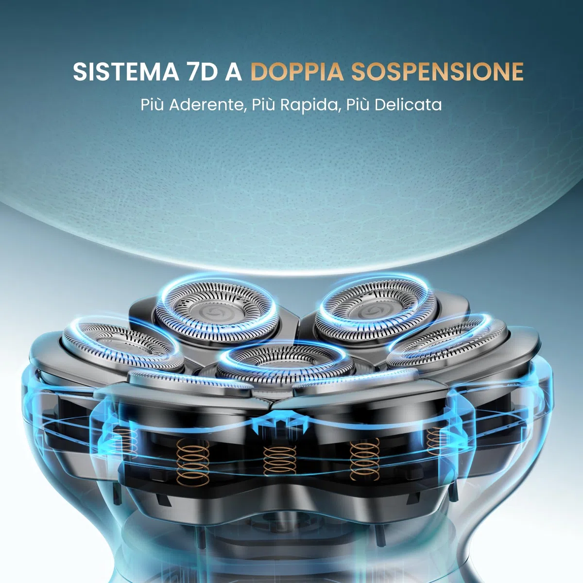 MAXGROOM PRO 7D Rasoio Testa Calva 2 Velocità, Rasoio Elettrico Capelli Uomo Rasa Capelli Uomo a Zero Assoluto, Shaver Capelli, Regalo per Papà e Marito (Argento)