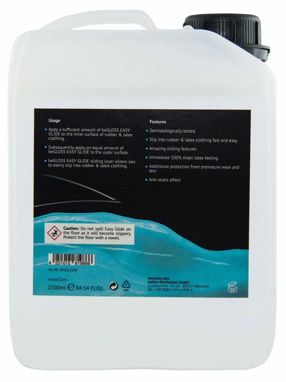 beGLOSS Easy Glide 2500 ml Pure Feeling Lubrificante per Medicazioni Gomma e Lattice