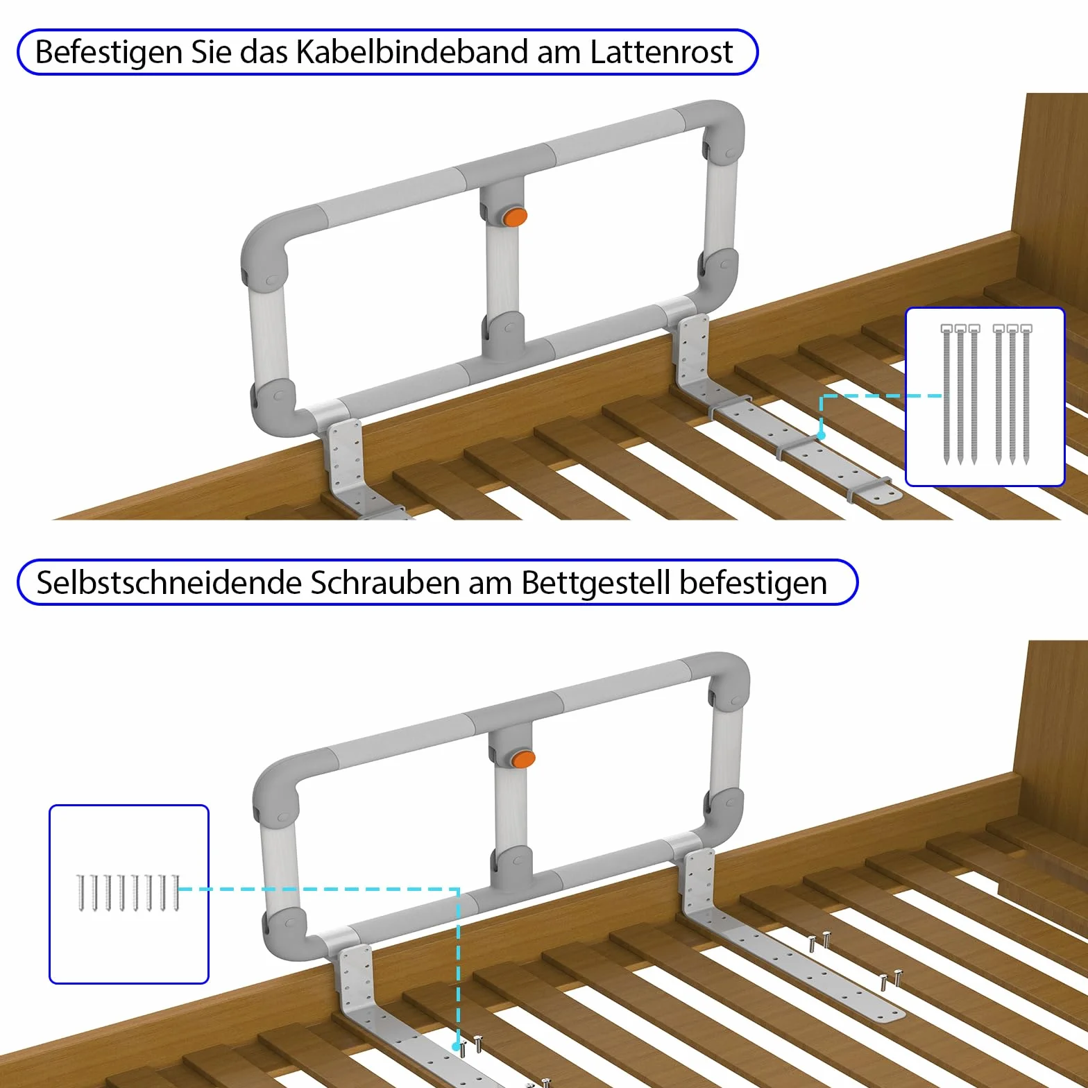 Sponda Letto Anziani Pieghevole Anticaduta | Barriera di Sicurezza Regolabile | Supporto Flessibile per Sedersi/Alzarsi | Adatta Anziani, Disabili