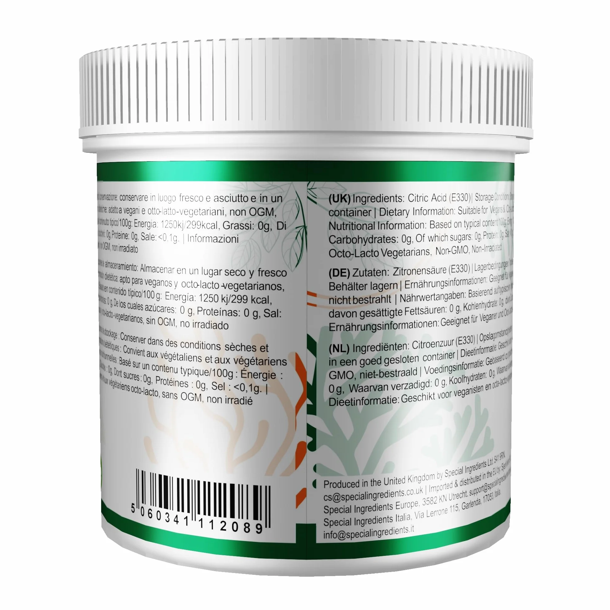 Kwas cytrynowy Special Ingredients 100 g bezglutenowy wegański