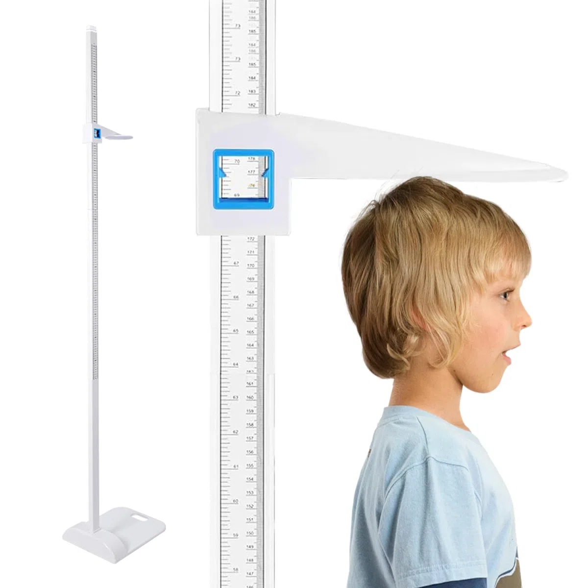 Stadiometro portatile, 20-210 cm, barra di misurazione con deflettore, altimetro per esami medici, visualizzazione a doppia scala per casa, scuola, ufficio
