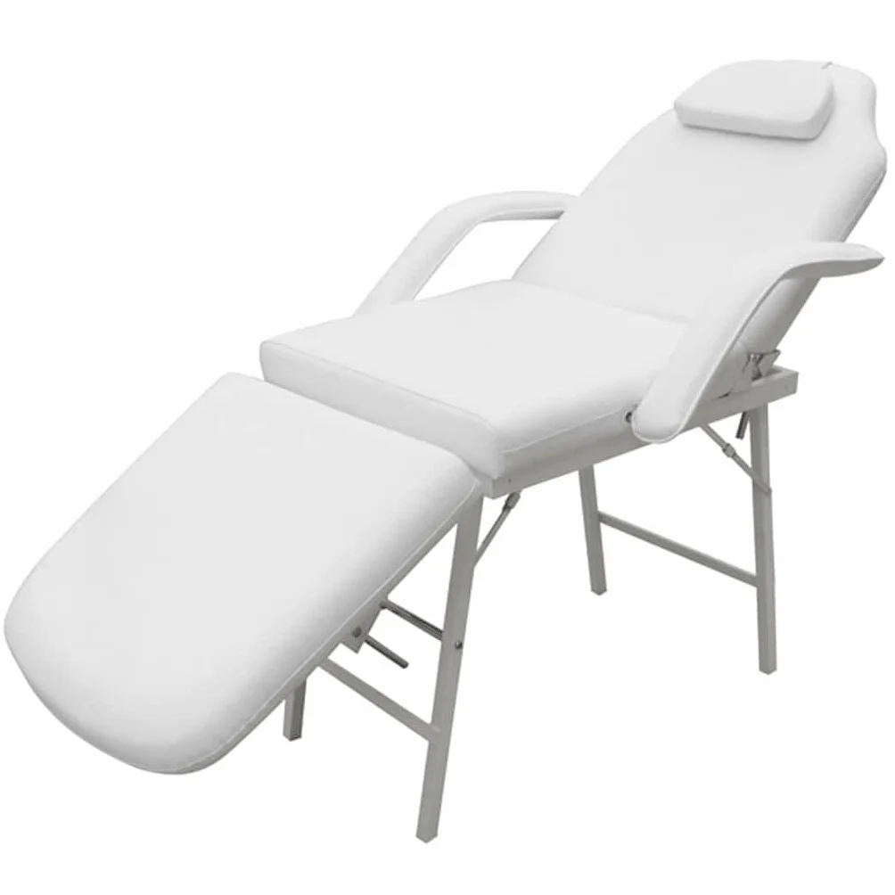 vidaXL Sedia da Massaggio Portatile Similpelle Bianco 3 Zone Lettino Estetista