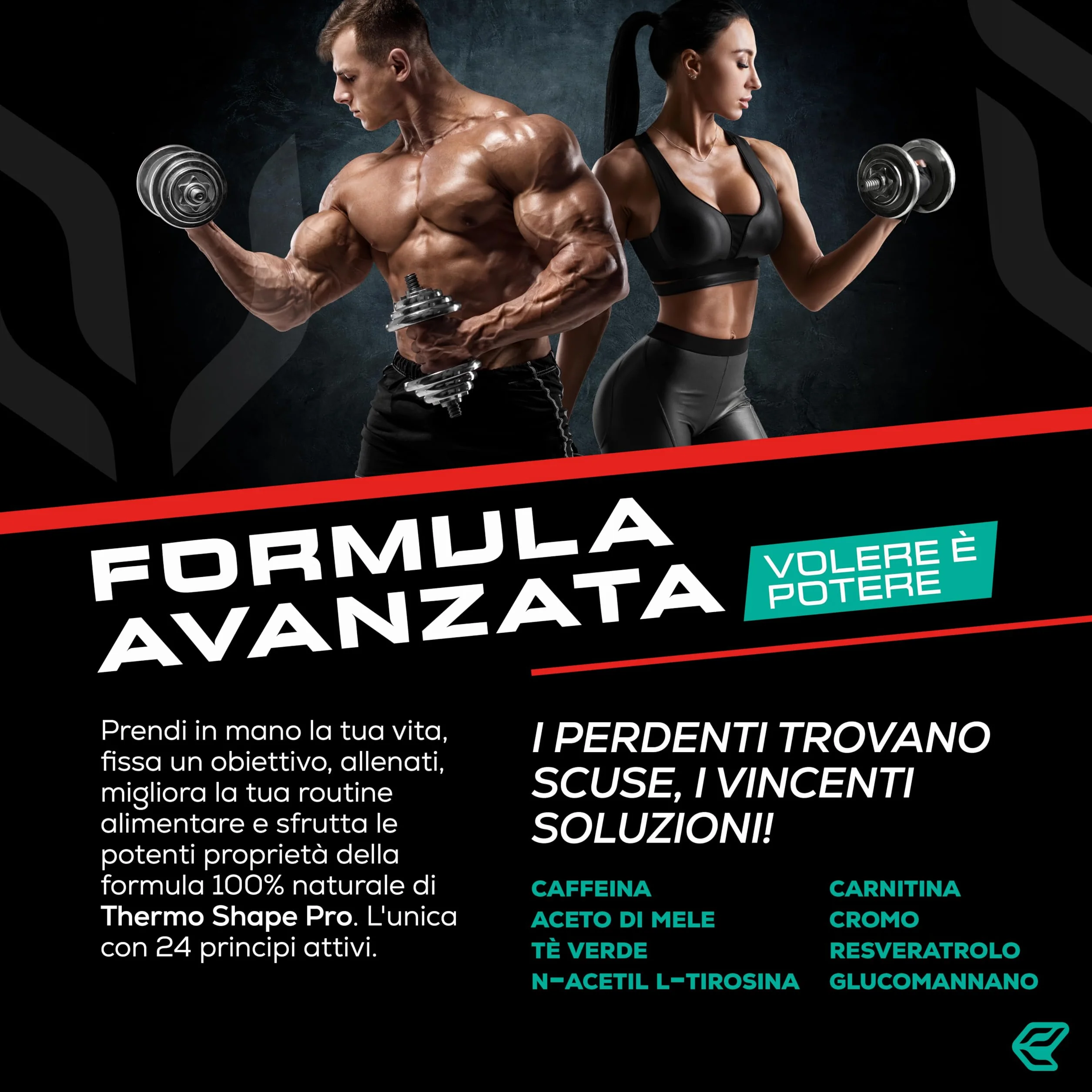 Italian Elite Thermo Shape Pro 120 cpr Integratore Alimentare Pre Workout Caffeina Carnitina Taurina Bromelina Magnesio
