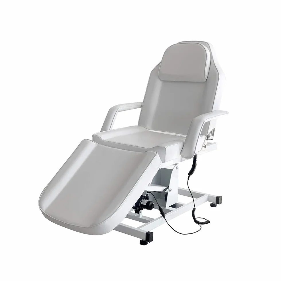 Tavolo da massaggio regolabile letto per massaggio elettrico pieghevole in pelle PU per salone professionale e casa, 82 cm x 180 cm x 63-87 cm (bianco)