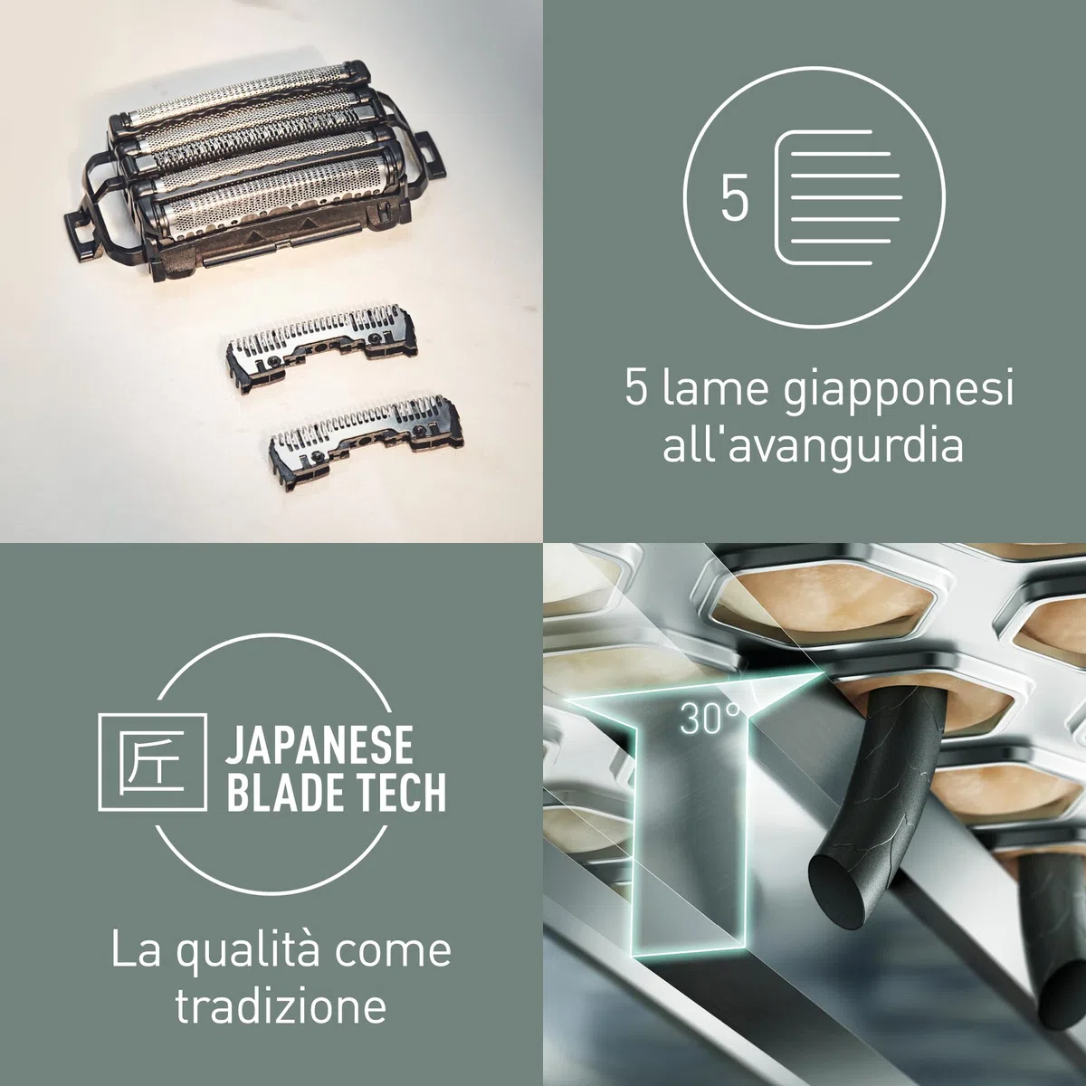 Panasonic WES9032Y1361 Lame di Ricambio per Rasoi Elettrici ES-LV97, ES-LV95, ES-LV81, ES-LV69, ES-LV67, ES-LV65 e ES-LV61, Set Combinato, Sistema a 5 Lame, Acciaio Inox Giapponese, Impermeabile