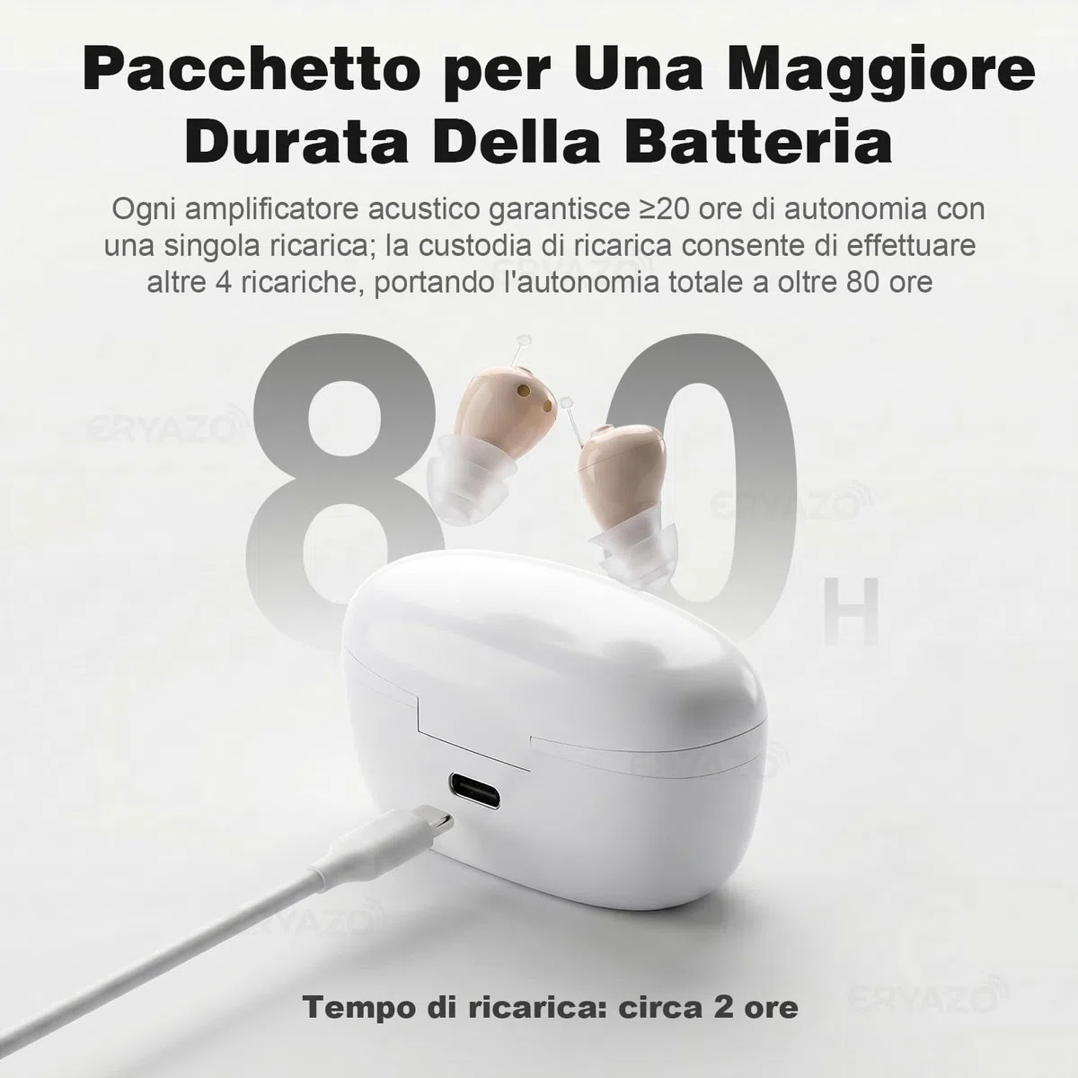 Custodia di ricarica wireless Mini Amplificatore Audio, Controllo con un Solo Tocco, Cancellazione Intelligente del Rumore, Regolazione Discreta, Batteria a Lunga Durata, Comodo e Sicuro