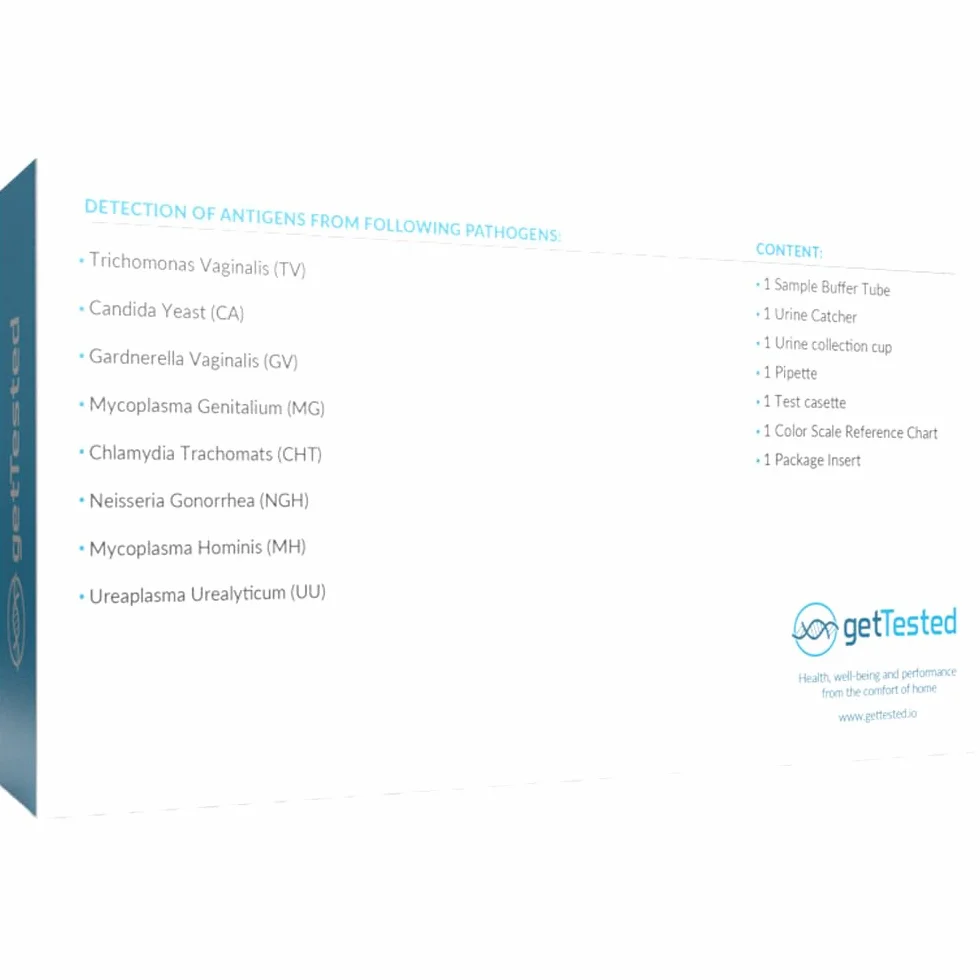 GetTested Kit per Test STI 8-in-1 – Screening STD a Casa per Clamidia, Gonorrea, Mycoplasma, Ureaplasma, Candida, Trichomonas & Gardnerella – Risultati Privati in 15 Minuti